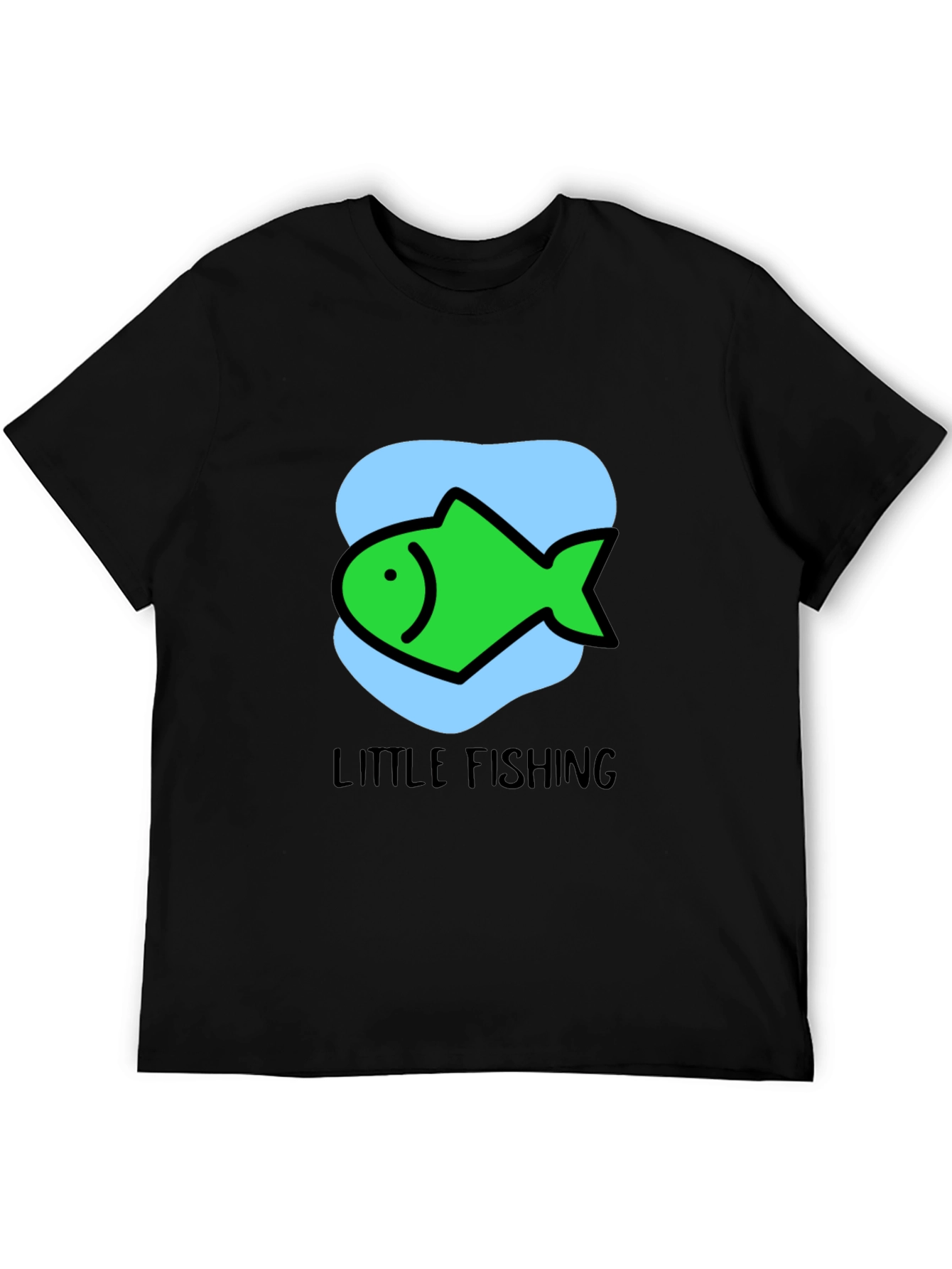 Little Fishing Graphic Tee - Black Unisex T-Shirt