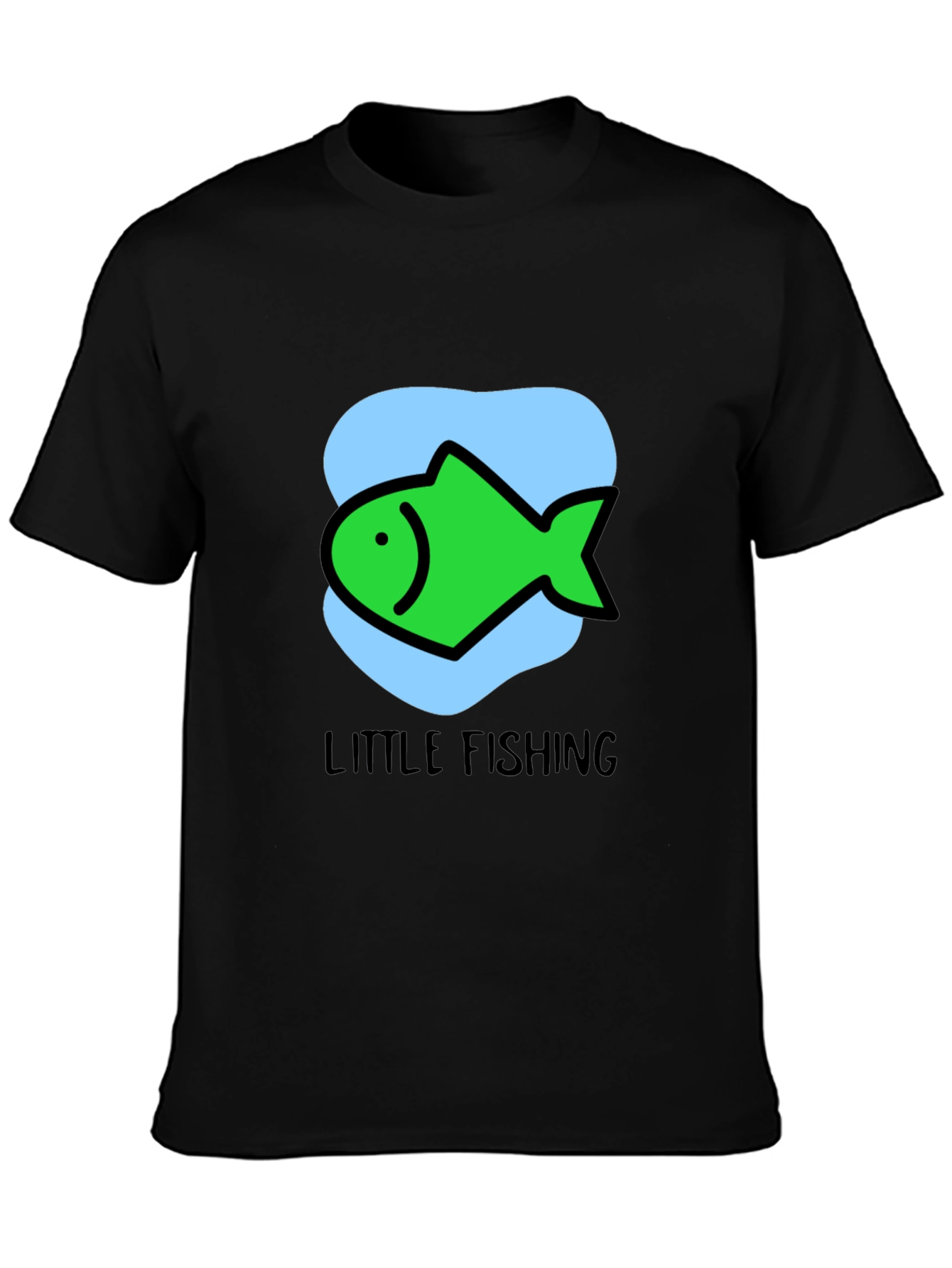 Little Fishing Graphic Tee - Black Unisex T-Shirt