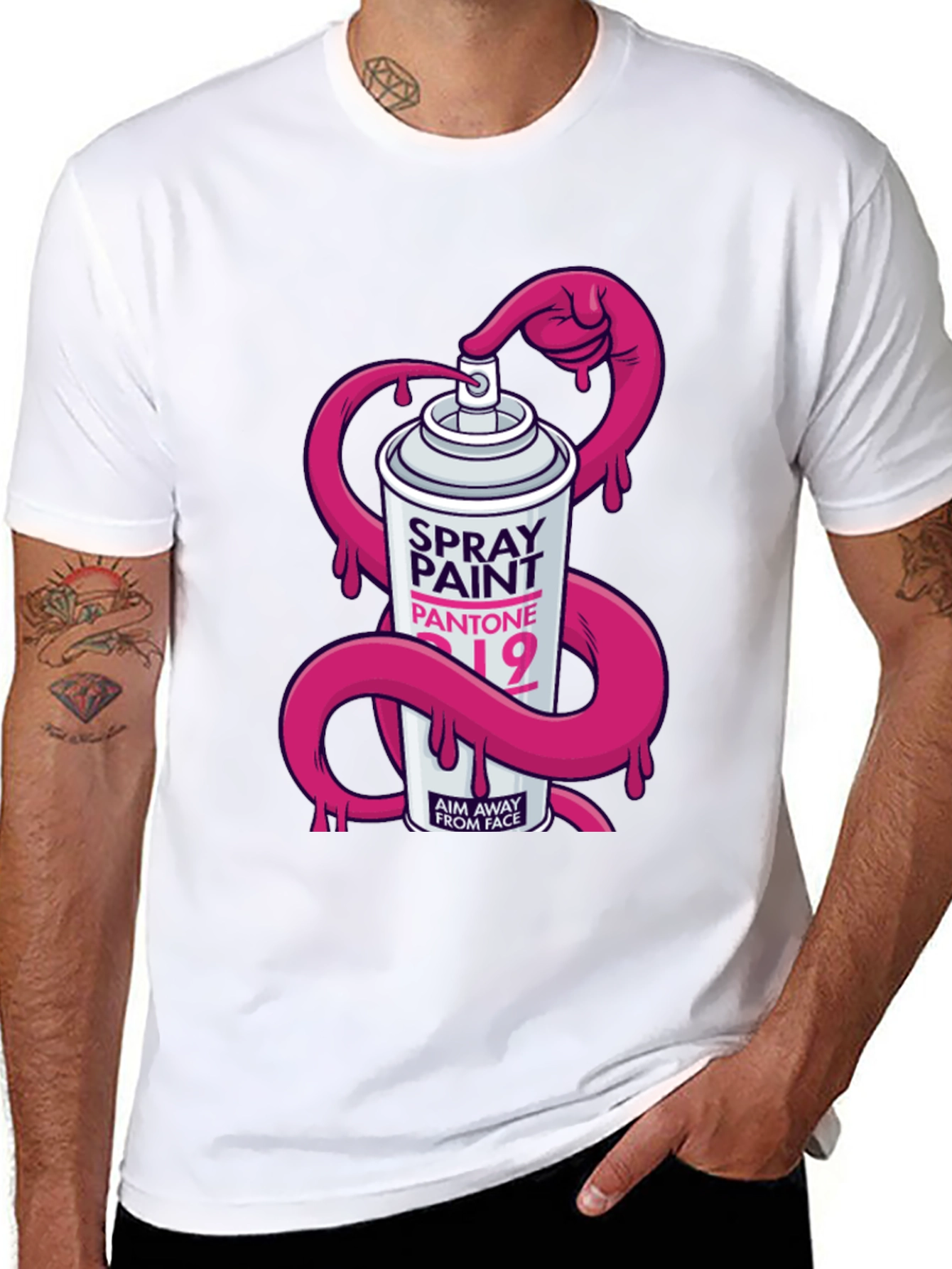 Spray Paint Pantone Mens Black Graphic T-Shirt