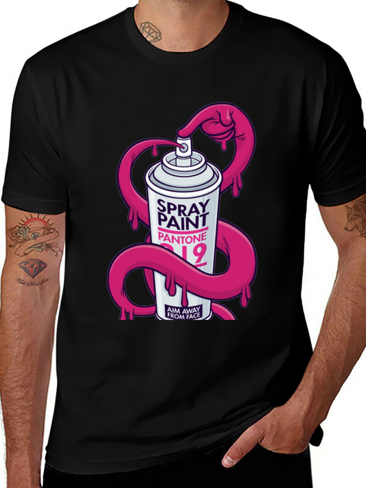 Spray Paint Pantone Mens Black Graphic T-Shirt
