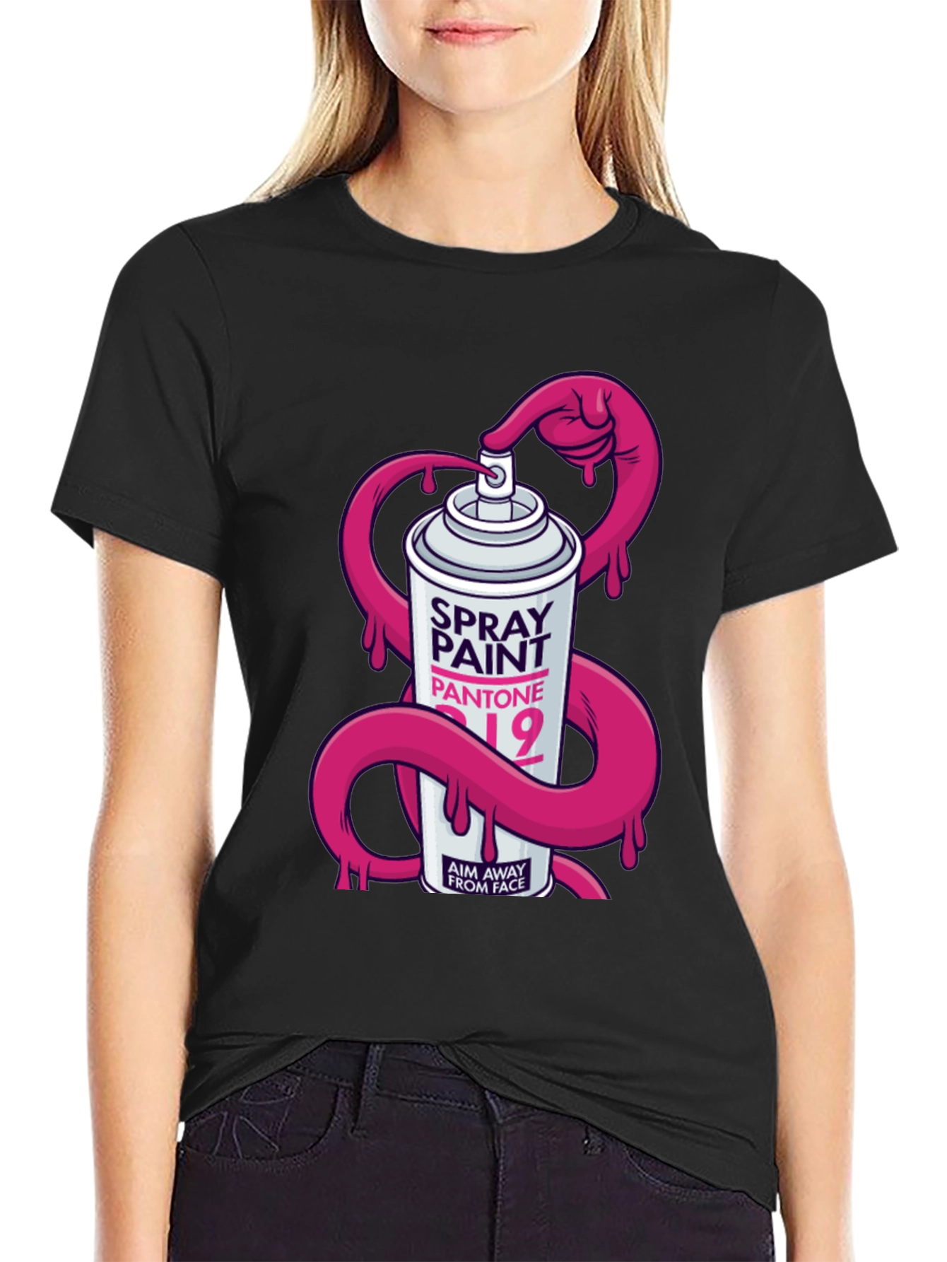 Spray Paint Pantone Mens Black Graphic T-Shirt