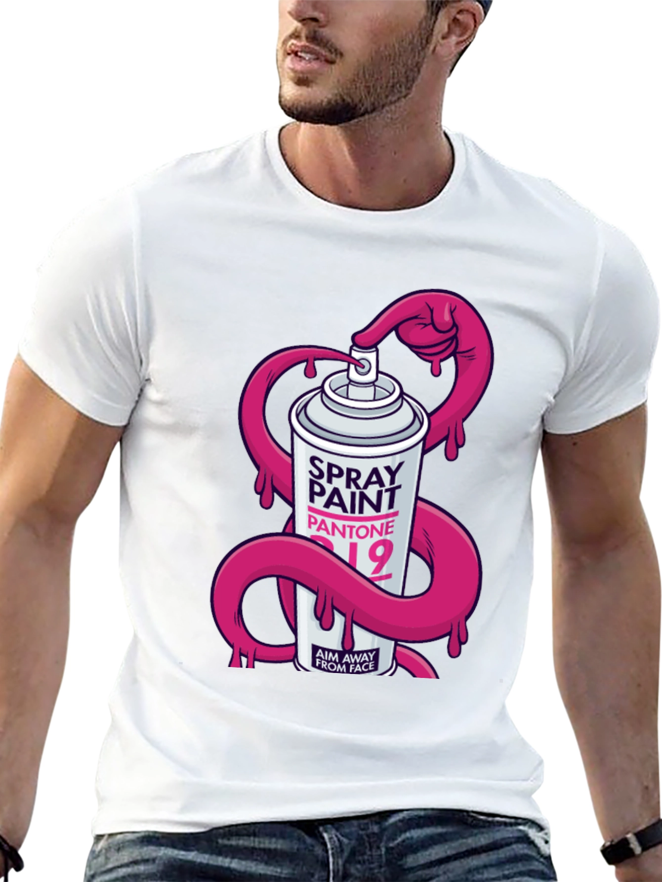 Spray Paint Pantone Mens Black Graphic T-Shirt