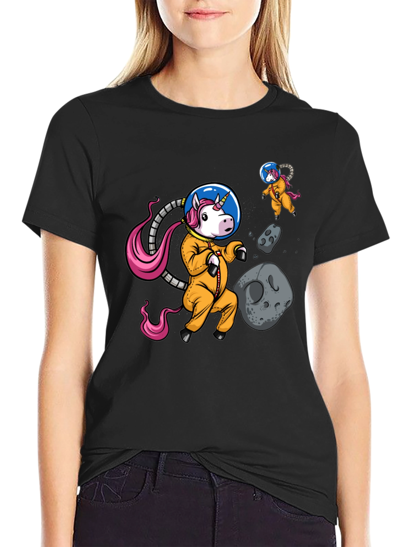 Unicorn Astronaut Black Graphic Tee