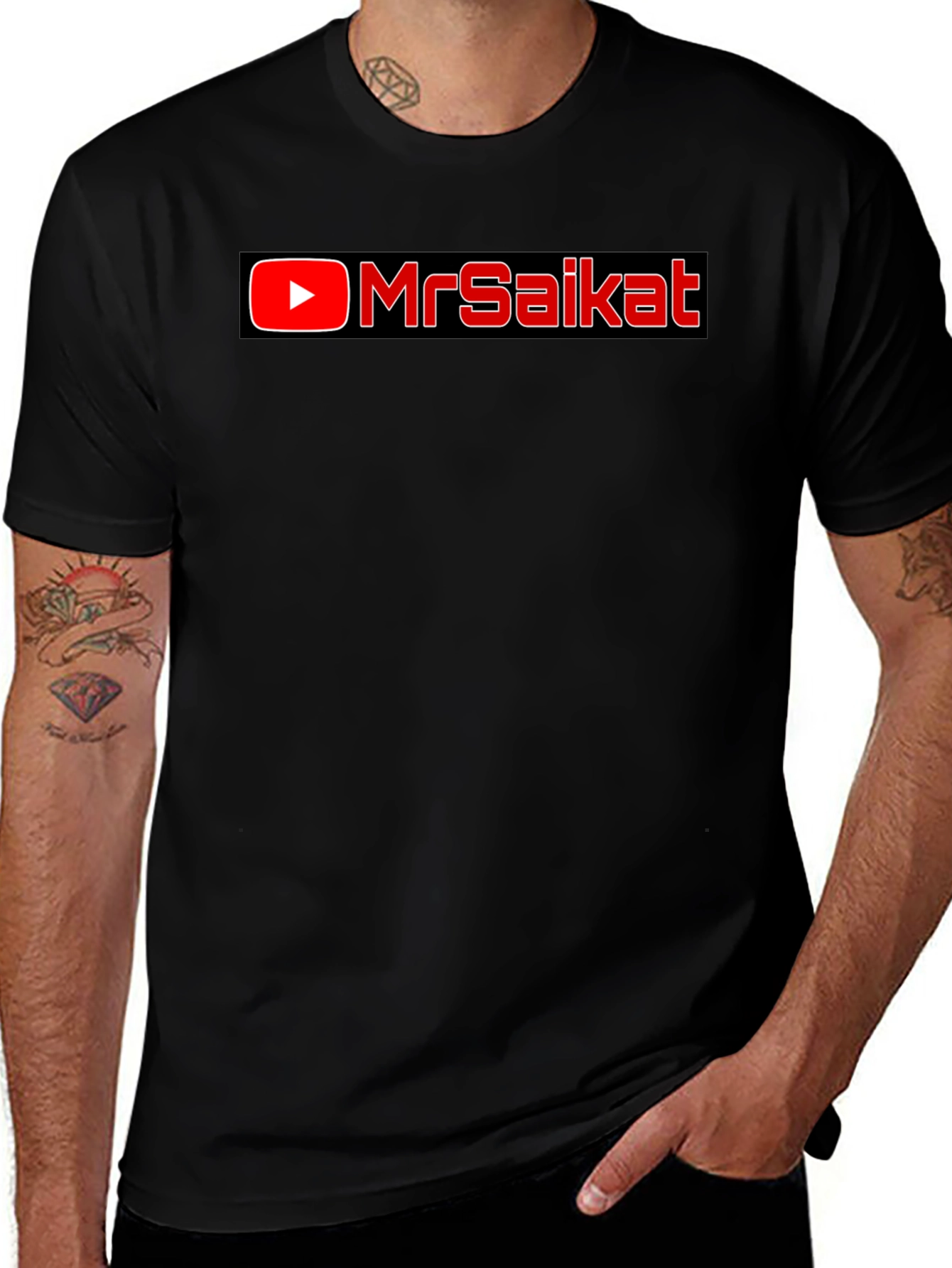 MrSaikat Black Cotton Graphic Tee