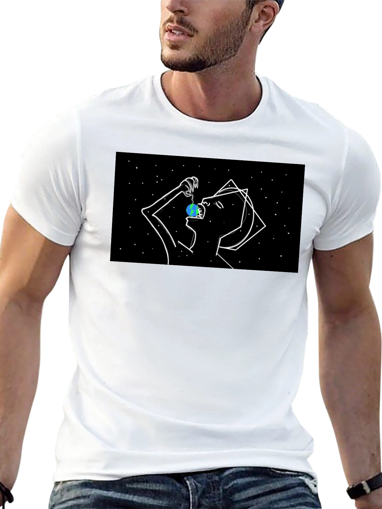 Abstract Space Eater Graphic Tee - Black