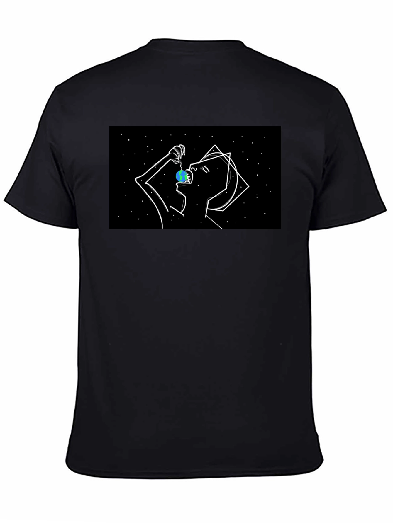 Abstract Space Eater Graphic Tee - Black