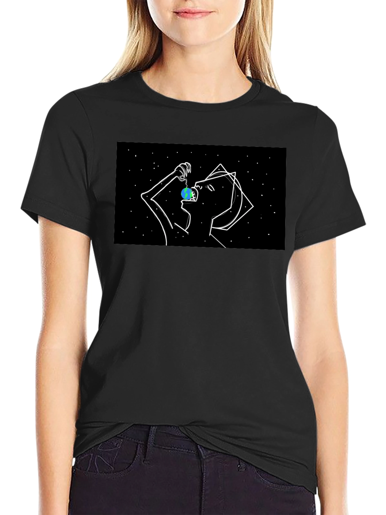 Abstract Space Eater Graphic Tee - Black