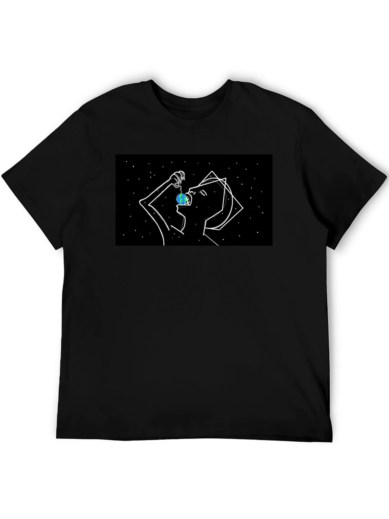 Abstract Space Eater Graphic Tee - Black
