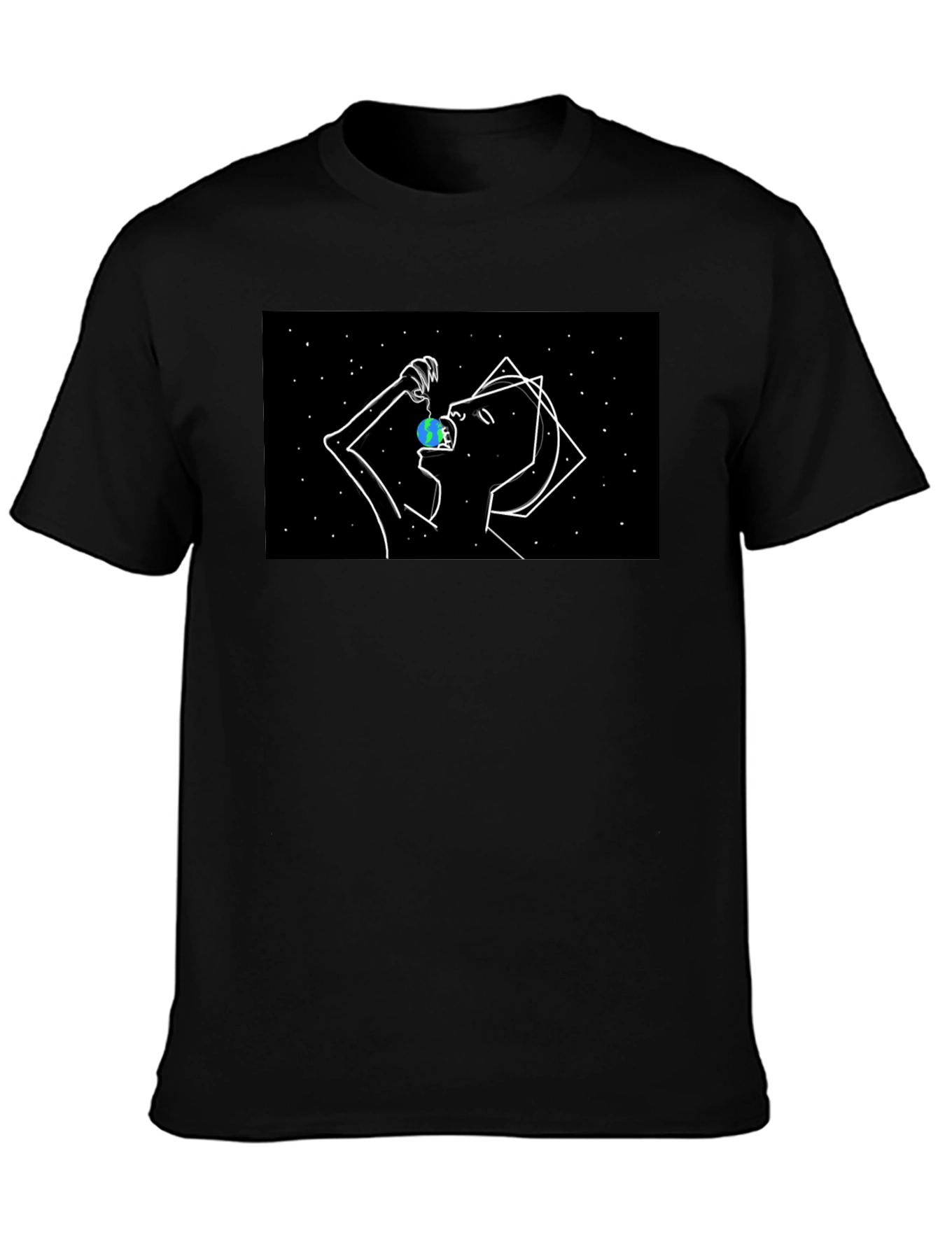 Abstract Space Eater Graphic Tee - Black