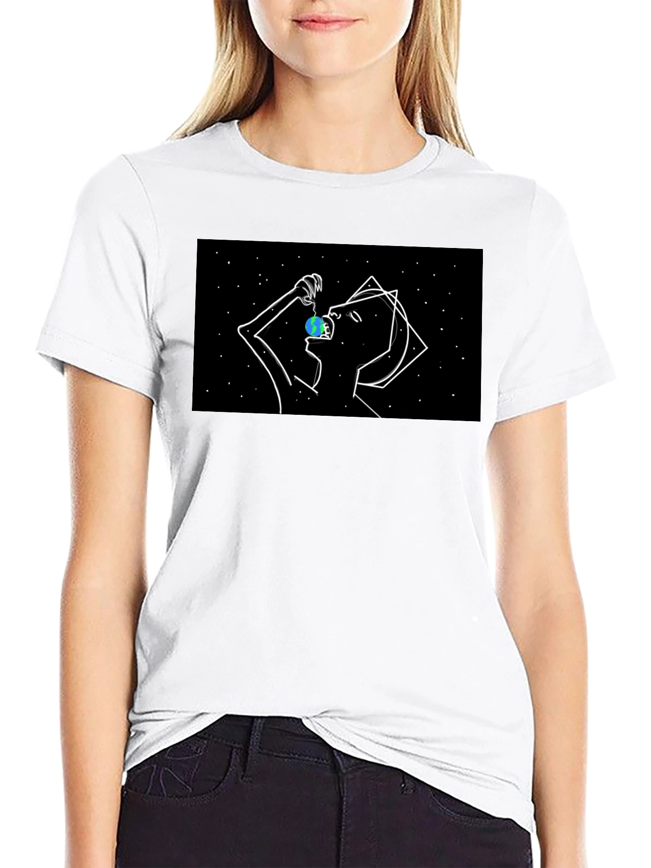Abstract Space Eater Graphic Tee - Black