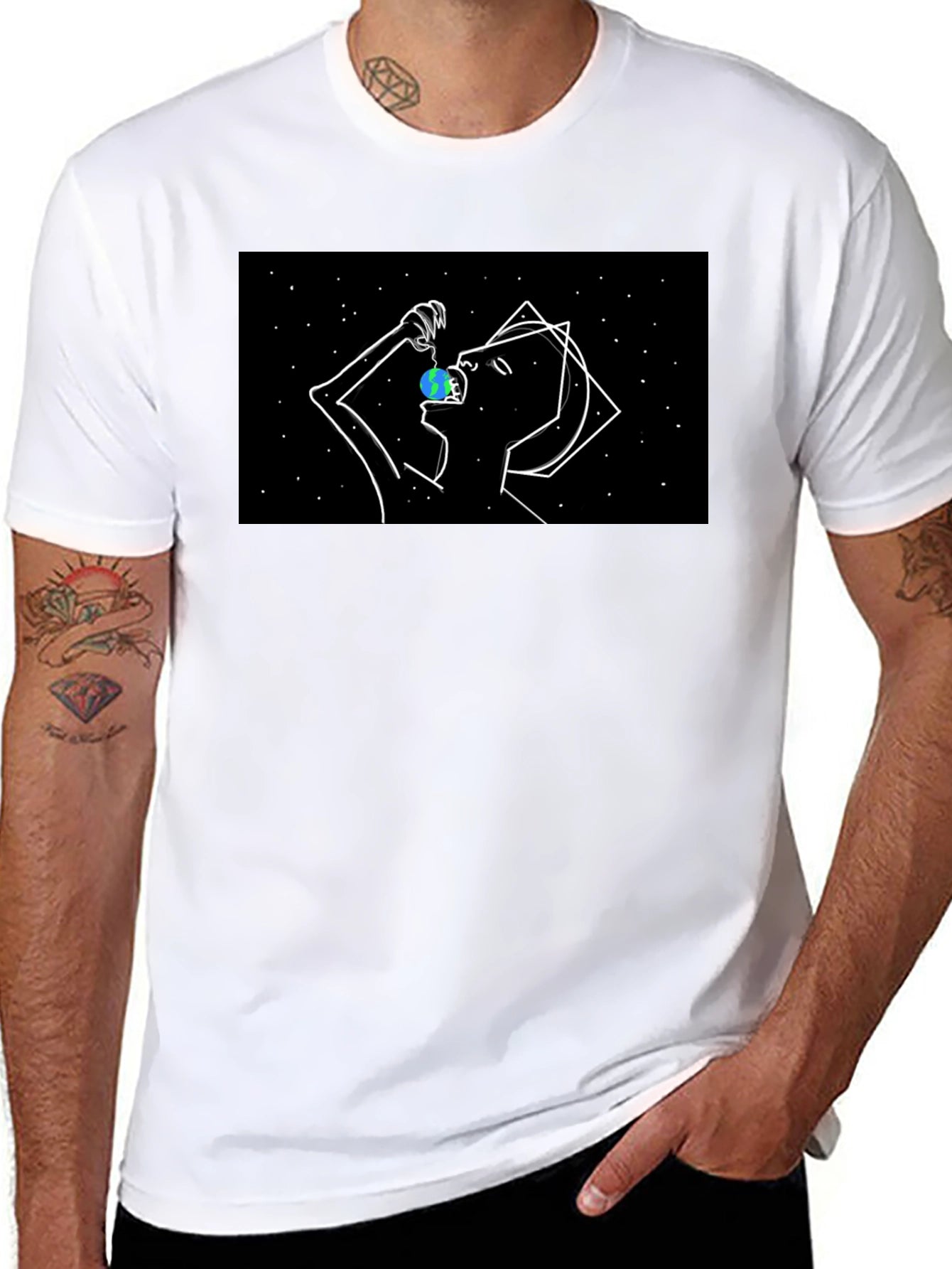 Abstract Space Eater Graphic Tee - Black