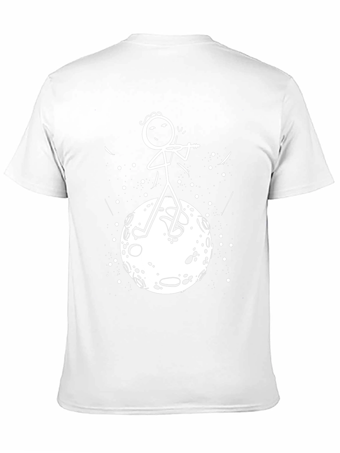 Moon Violinist Graphic Tee - Unique Stick Figure Design