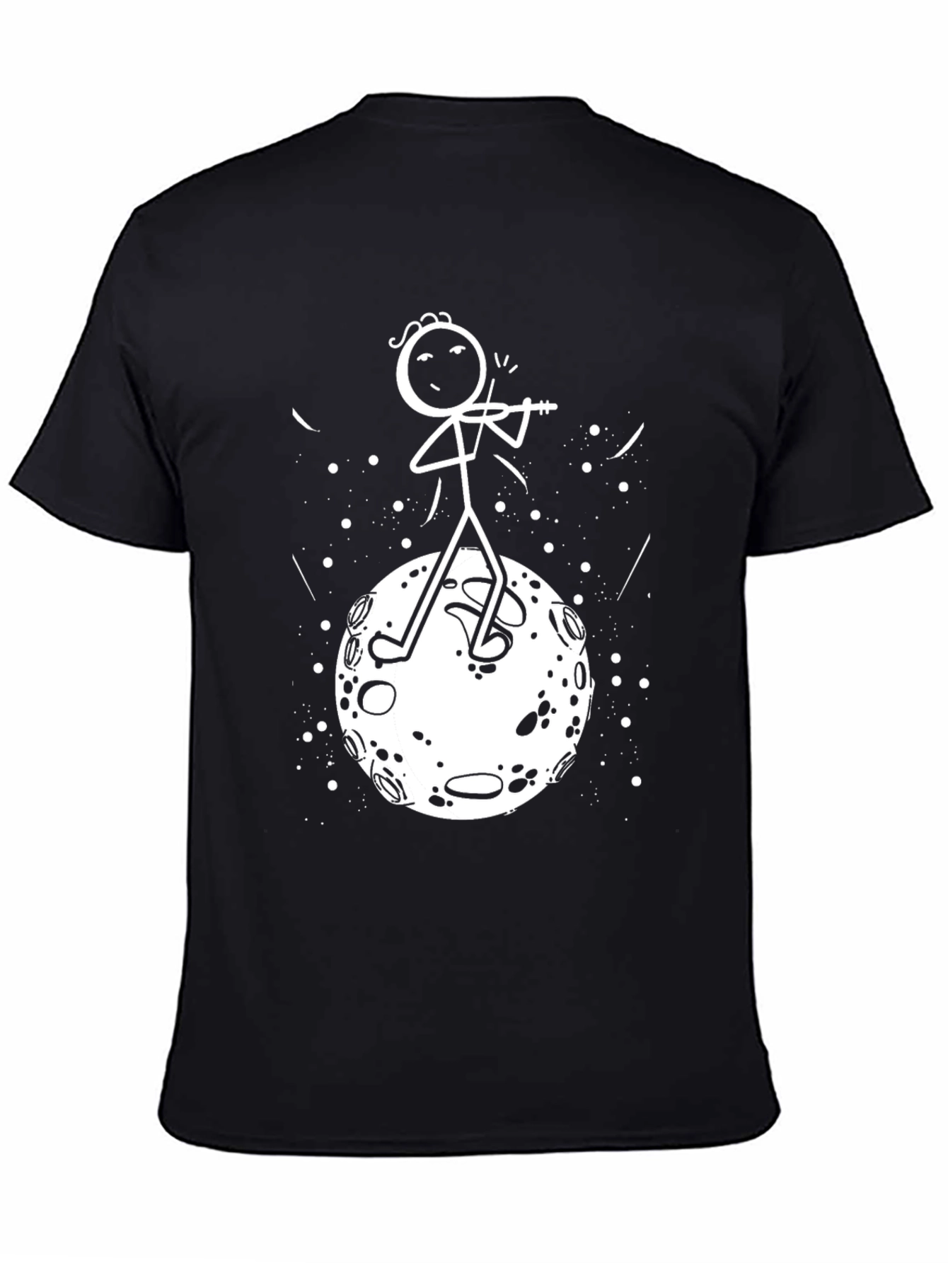 Moon Violinist Graphic Tee - Unique Stick Figure Design