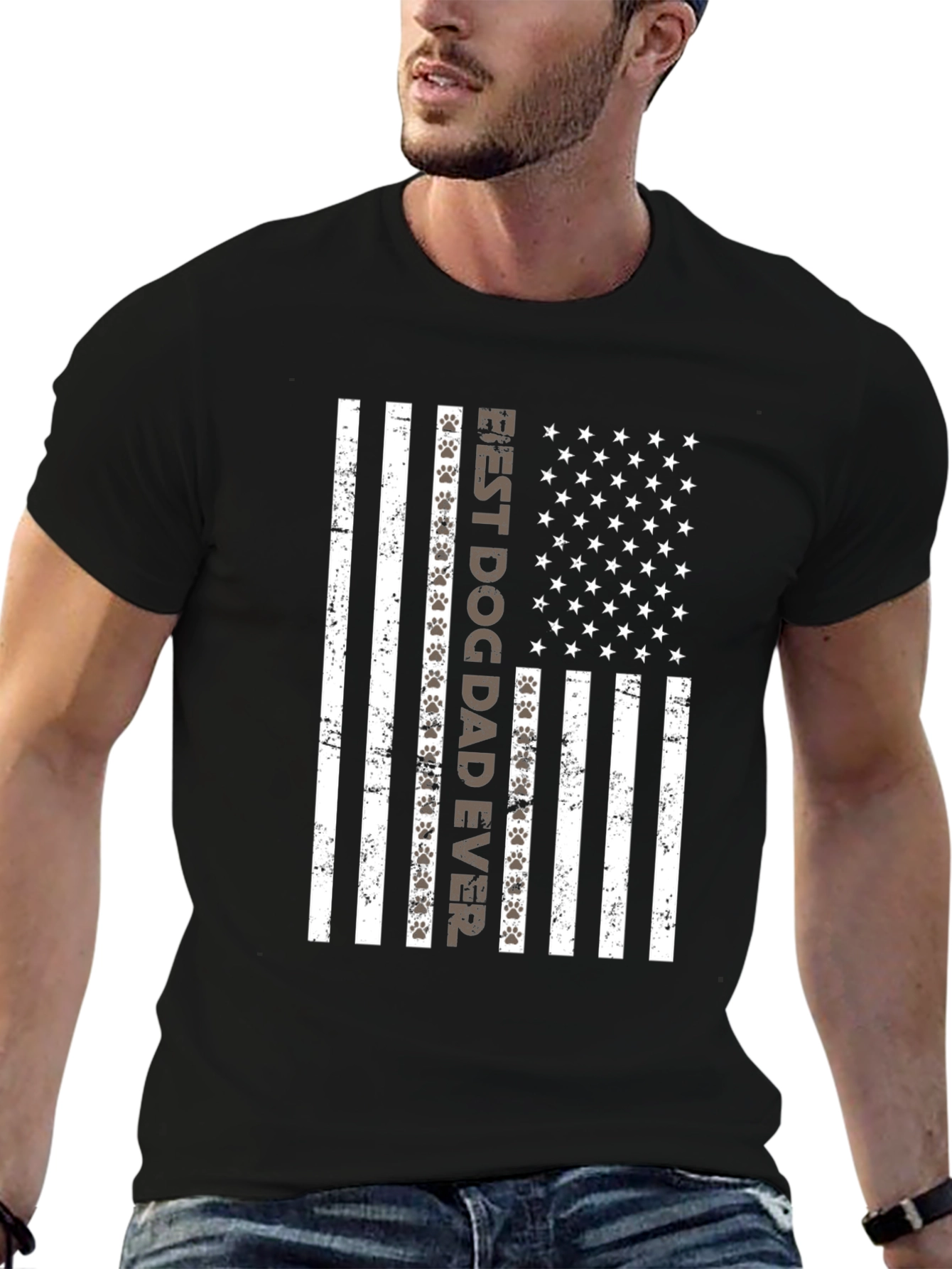 Best Dog Dad Ever USA Flag T-Shirt
