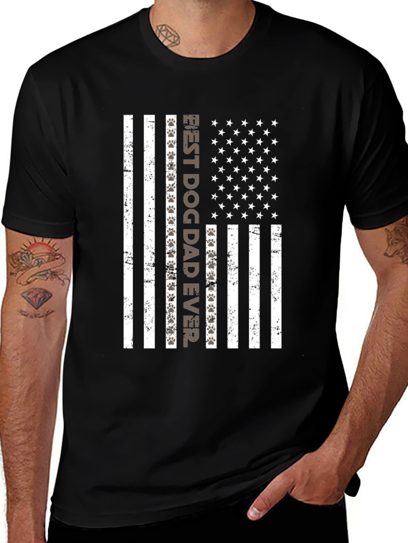 Best Dog Dad Ever USA Flag T-Shirt