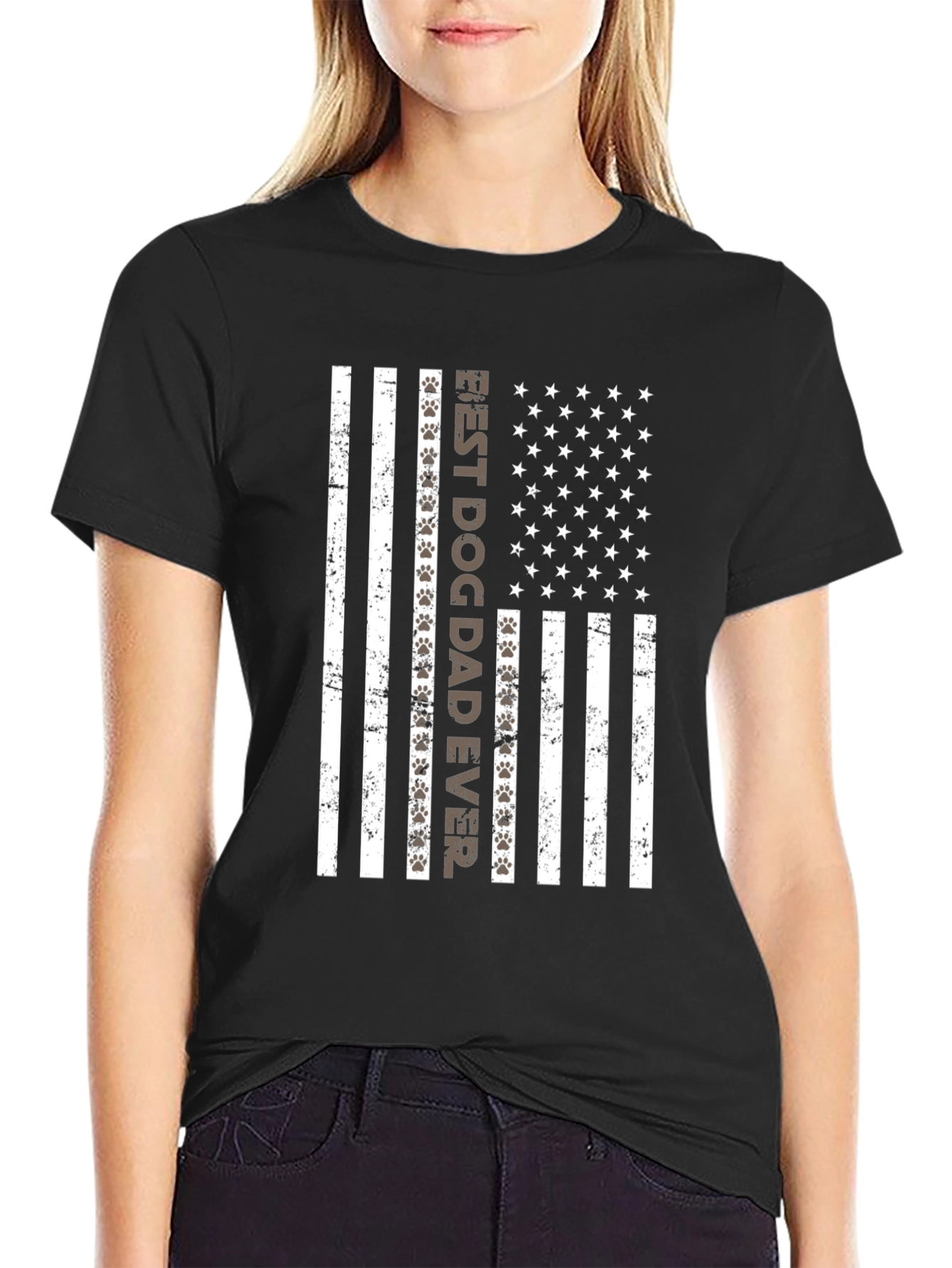 Best Dog Dad Ever USA Flag T-Shirt