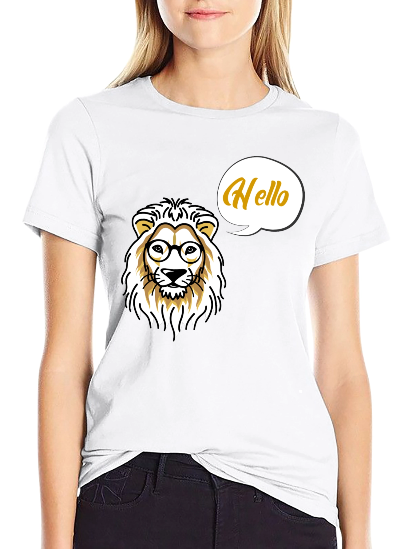 Lion with Glasses Mens Black T-Shirt