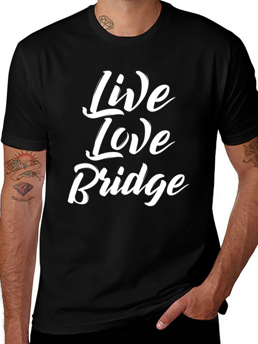 Live Love Bridge Graphic Tee - Black Cotton T-Shirt