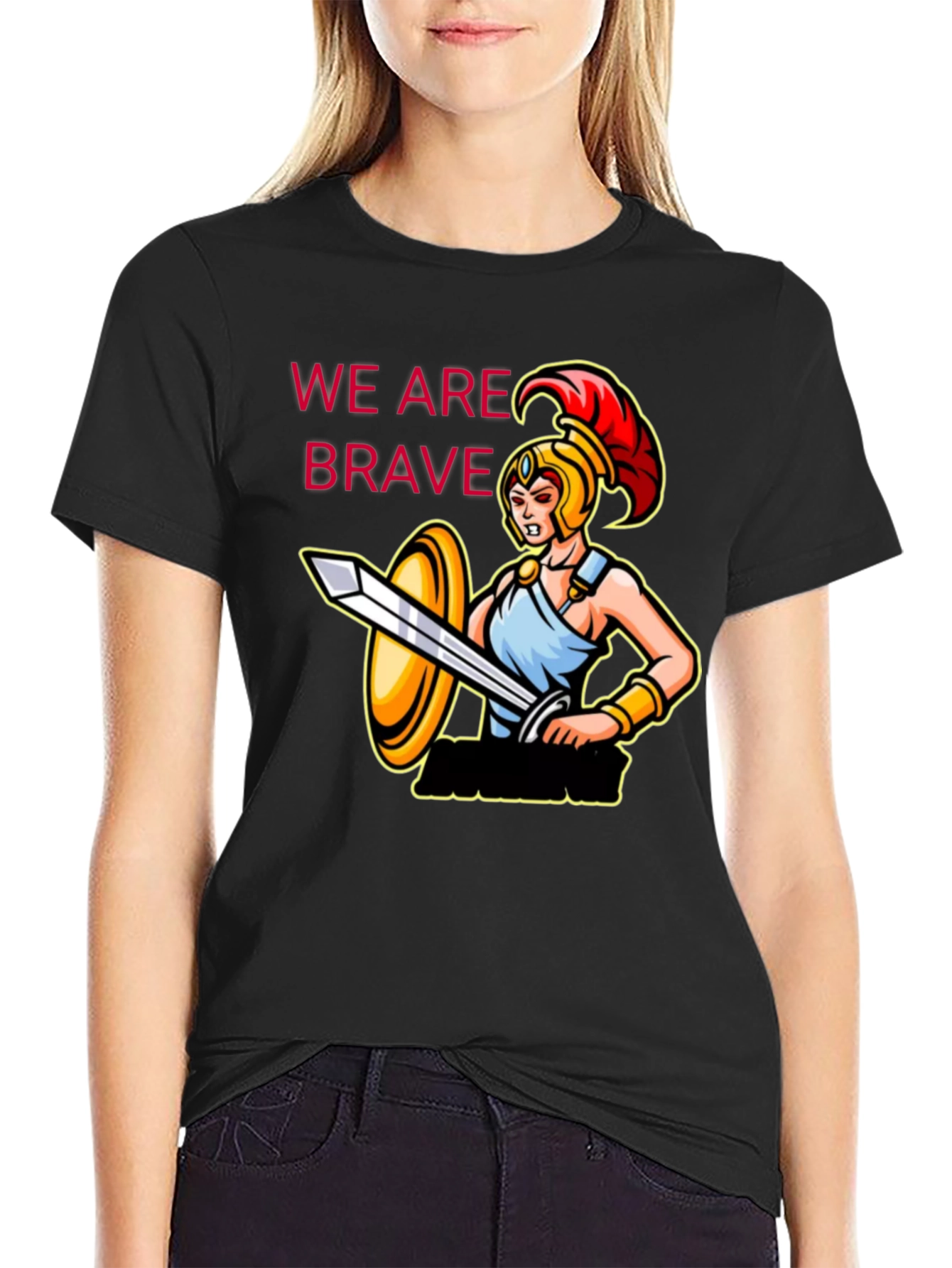 Brave Warrior Graphic Tee - Black Cotton T-Shirt