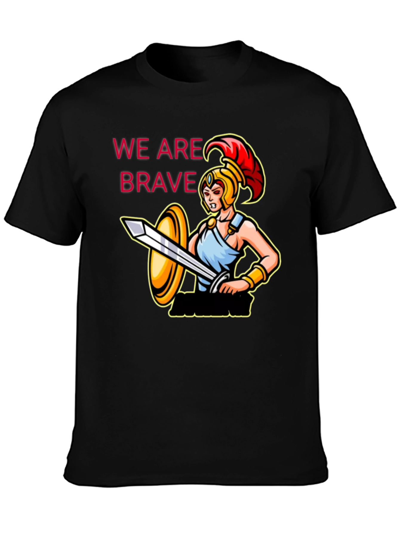 Brave Warrior Graphic Tee - Black Cotton T-Shirt