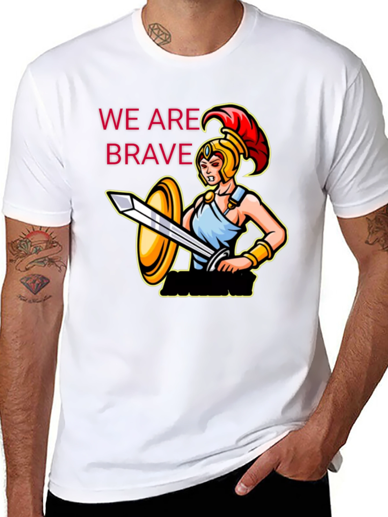 Brave Warrior Graphic Tee - Black Cotton T-Shirt