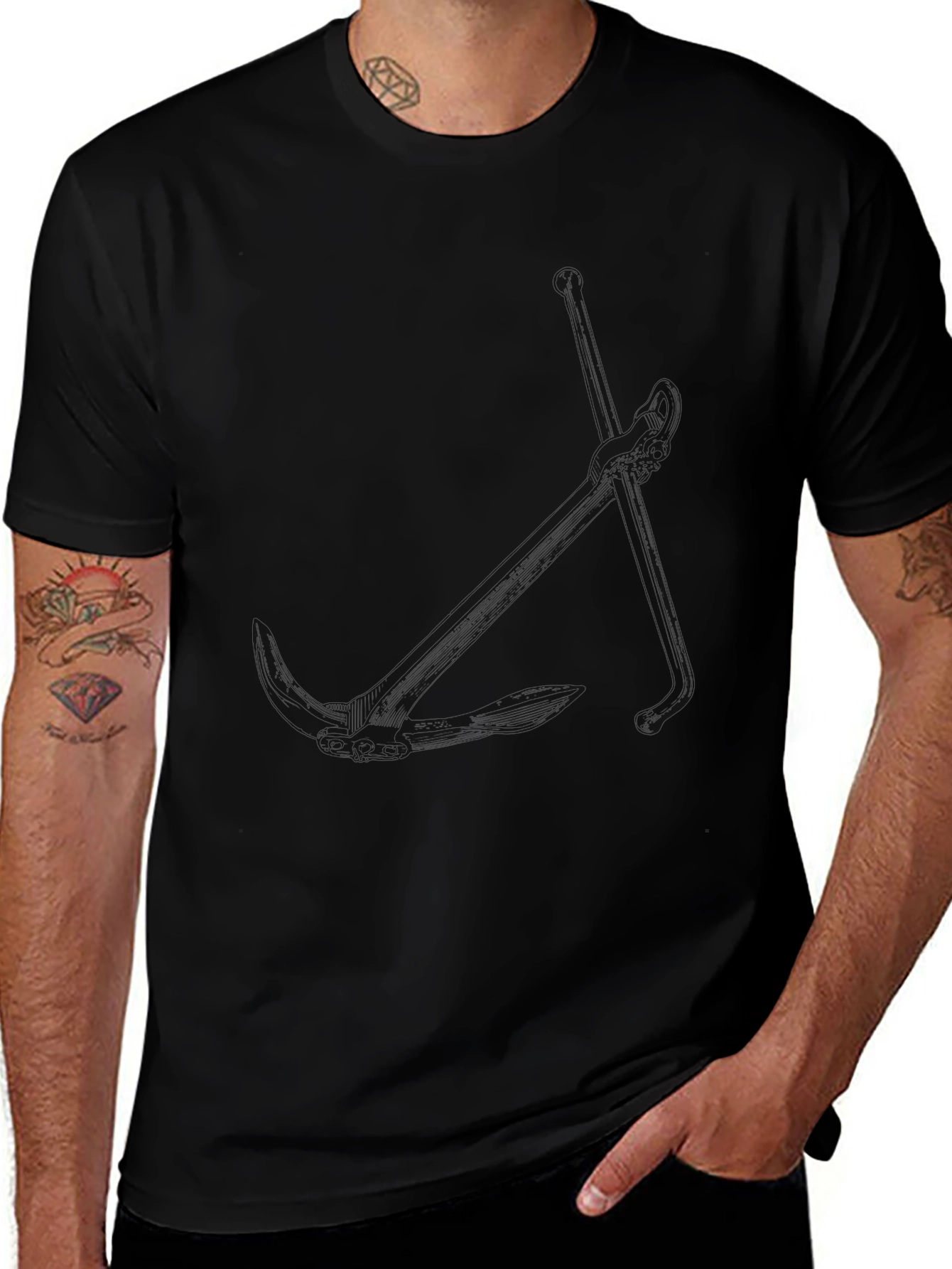 Classic Black Cotton Blend Mens T-Shirt
