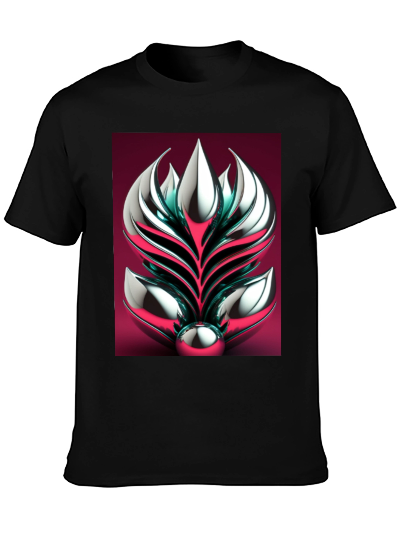 Metallic Floral Graphic Tee - Modern Art Design