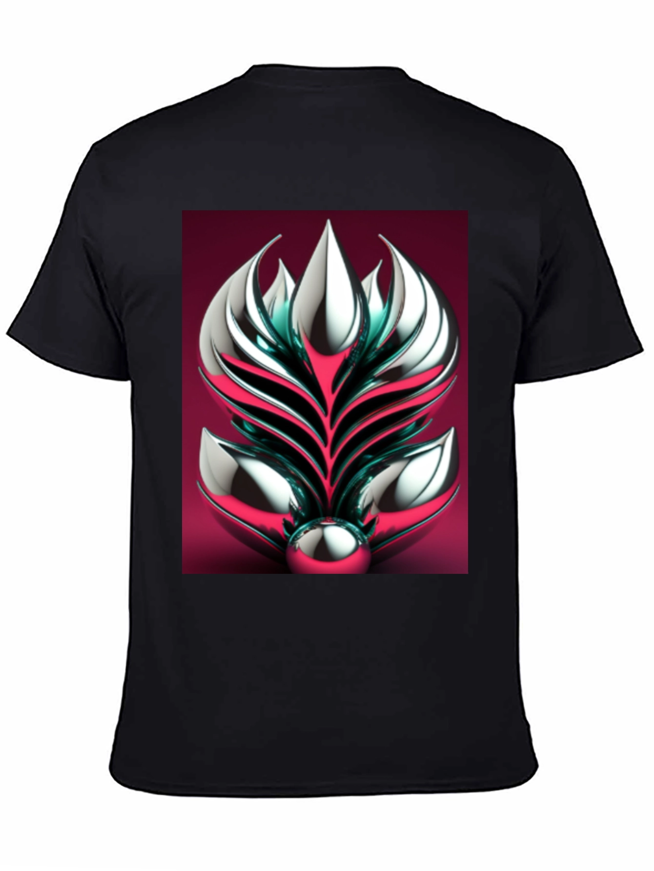 Metallic Floral Graphic Tee - Modern Art Design