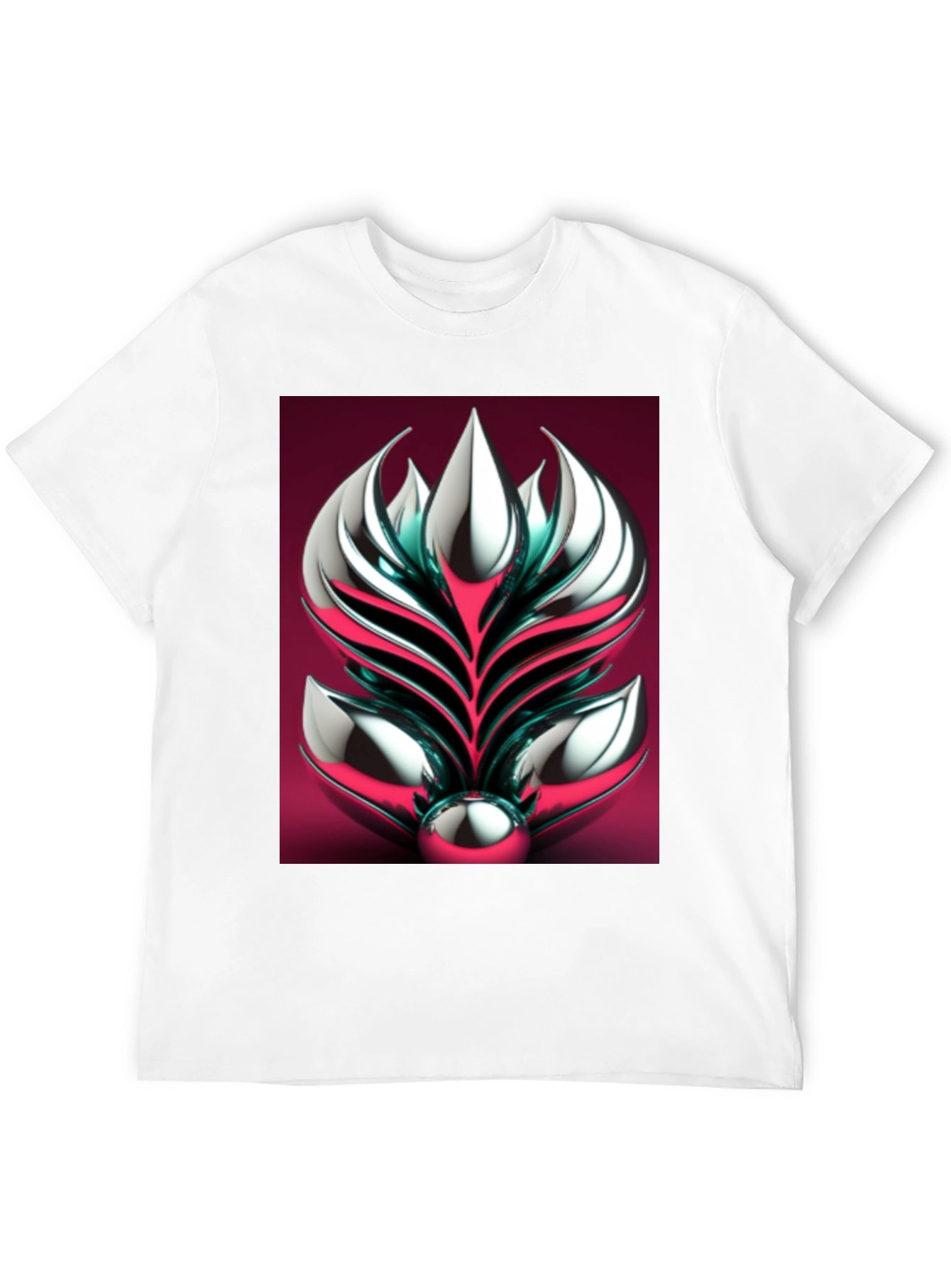 Metallic Floral Graphic Tee - Modern Art Design