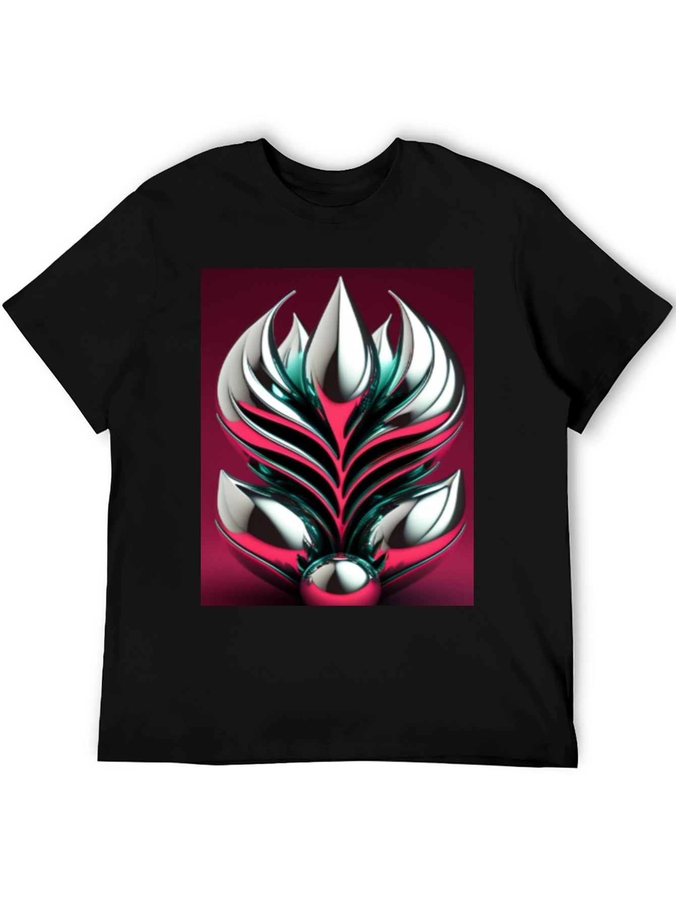 Metallic Floral Graphic Tee - Modern Art Design