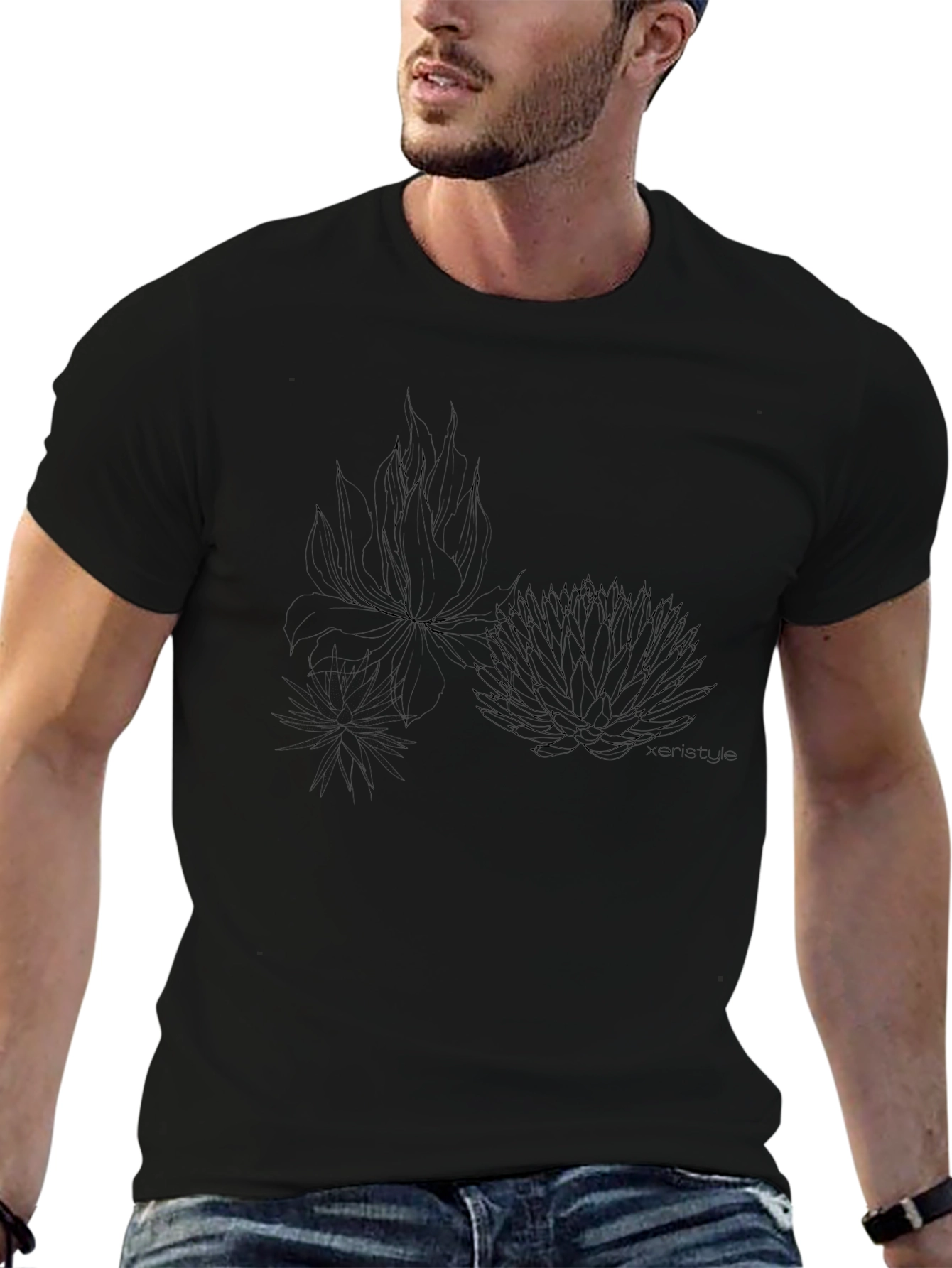Minimalist Floral Black T-Shirt