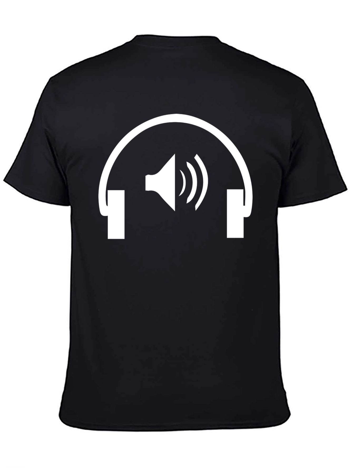 Headphones Speaker Graphic Tee - Black Cotton T-Shirt
