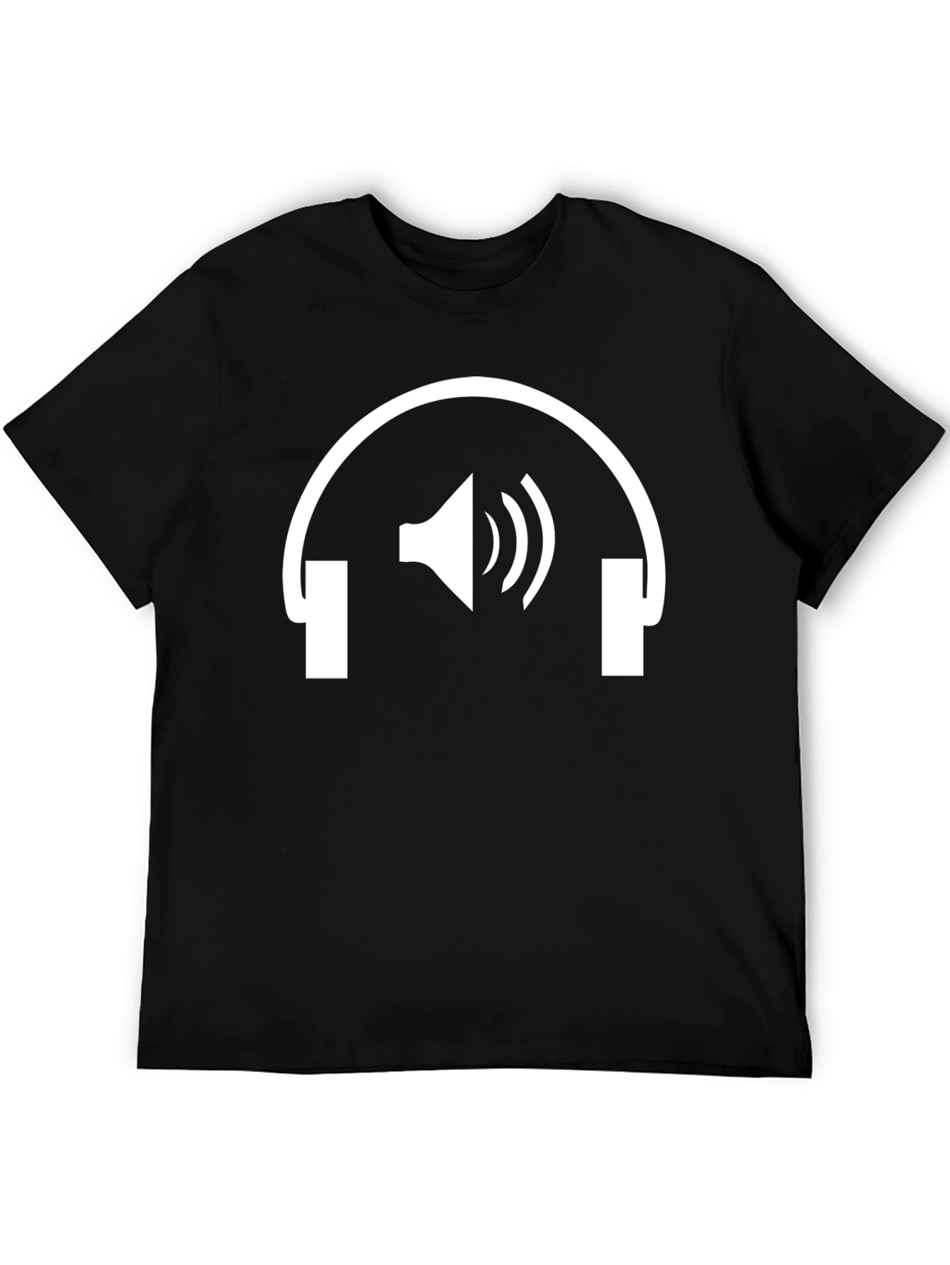 Headphones Speaker Graphic Tee - Black Cotton T-Shirt