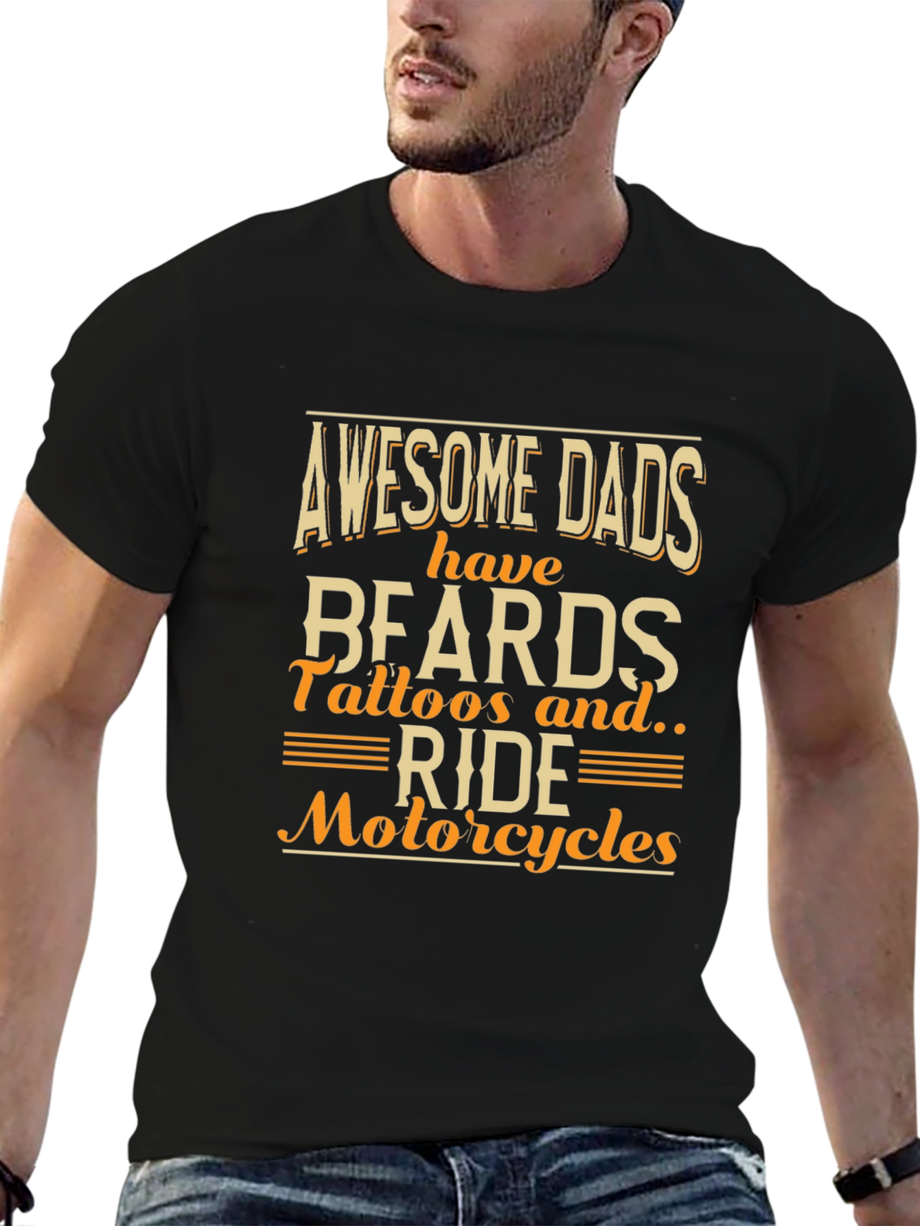 Awesome Dads T-Shirt - Beards Tattoos Motorcycles