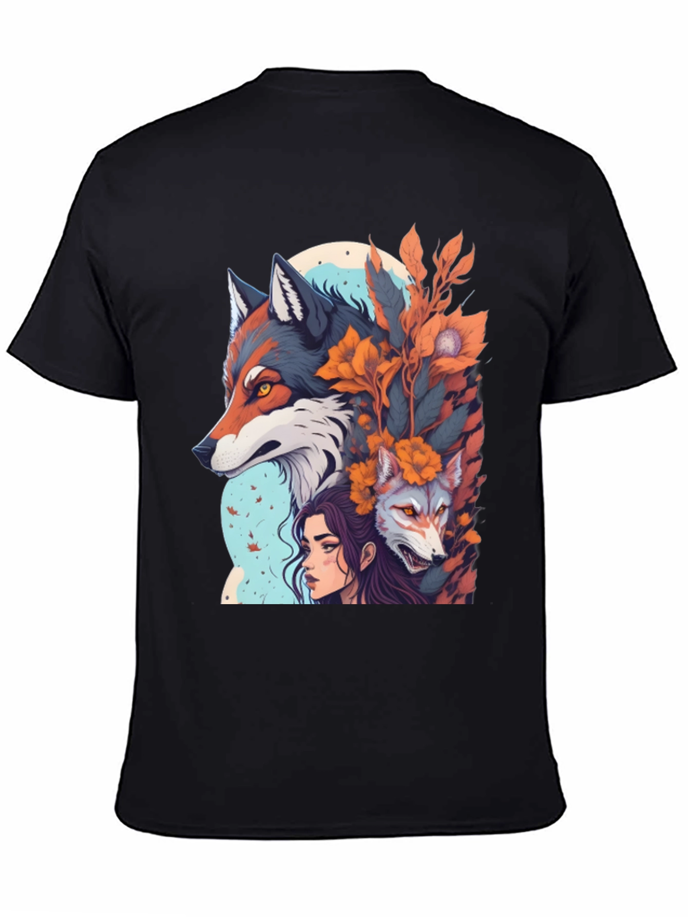 Wolf & Woman Graphic T-Shirt - Unique Design