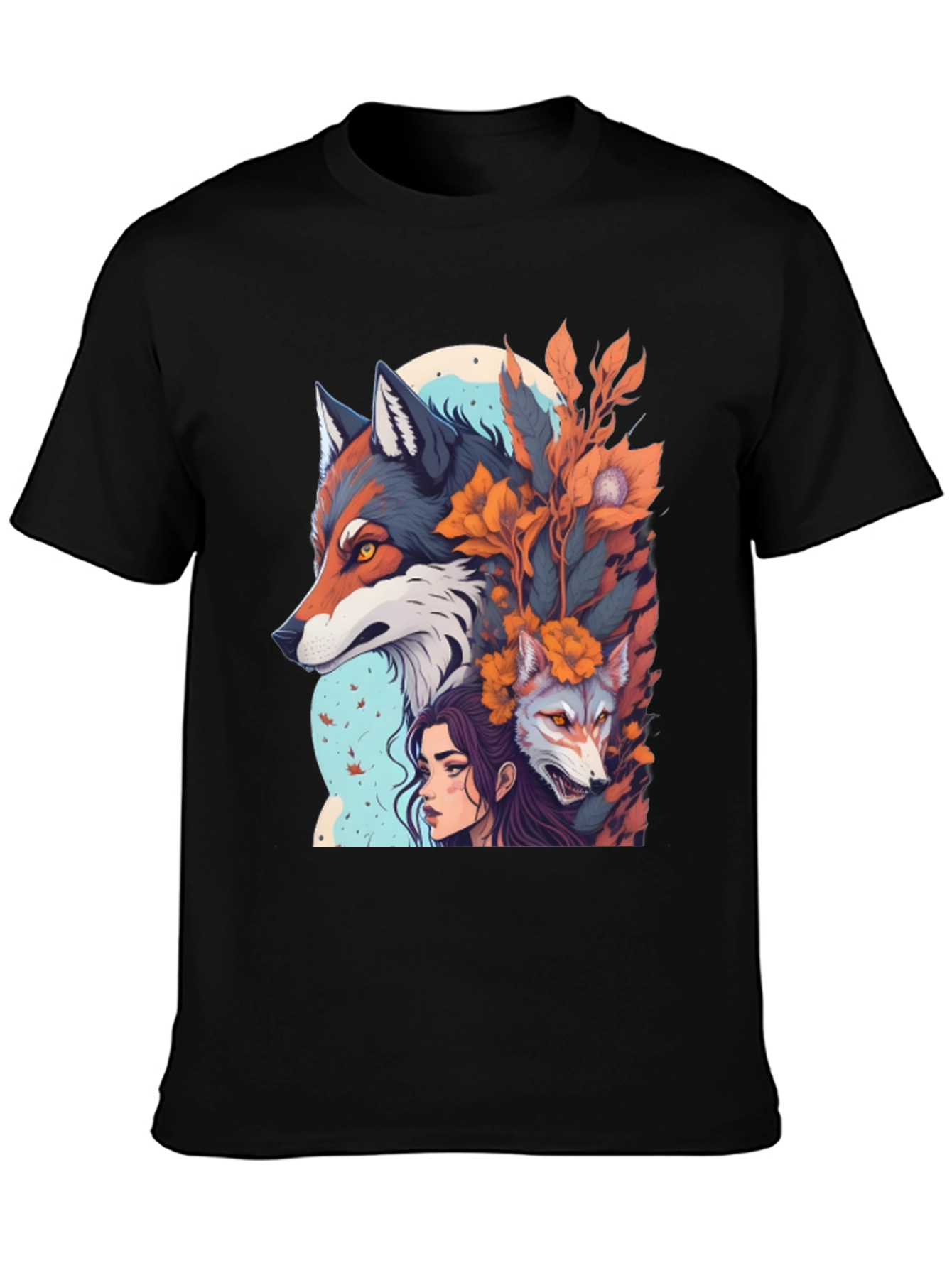 Wolf & Woman Graphic T-Shirt - Unique Design