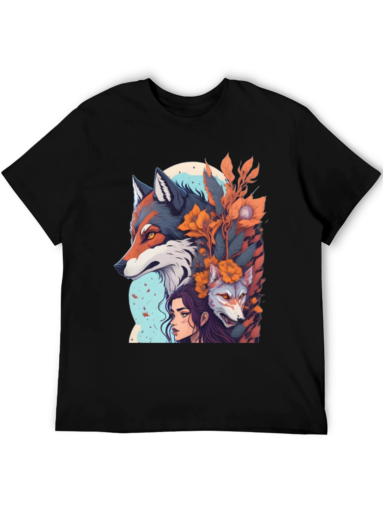 Wolf & Woman Graphic T-Shirt - Unique Design
