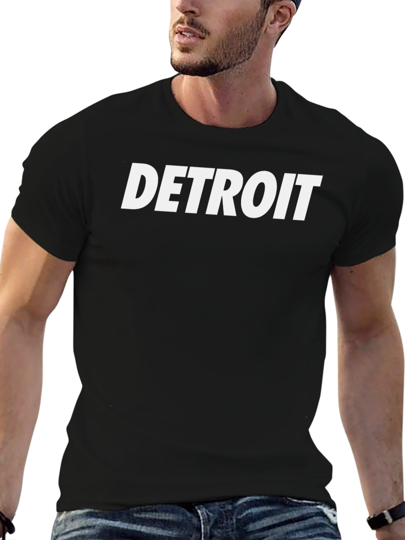 Detroit Graphic Tee - Classic Black Cotton T-Shirt