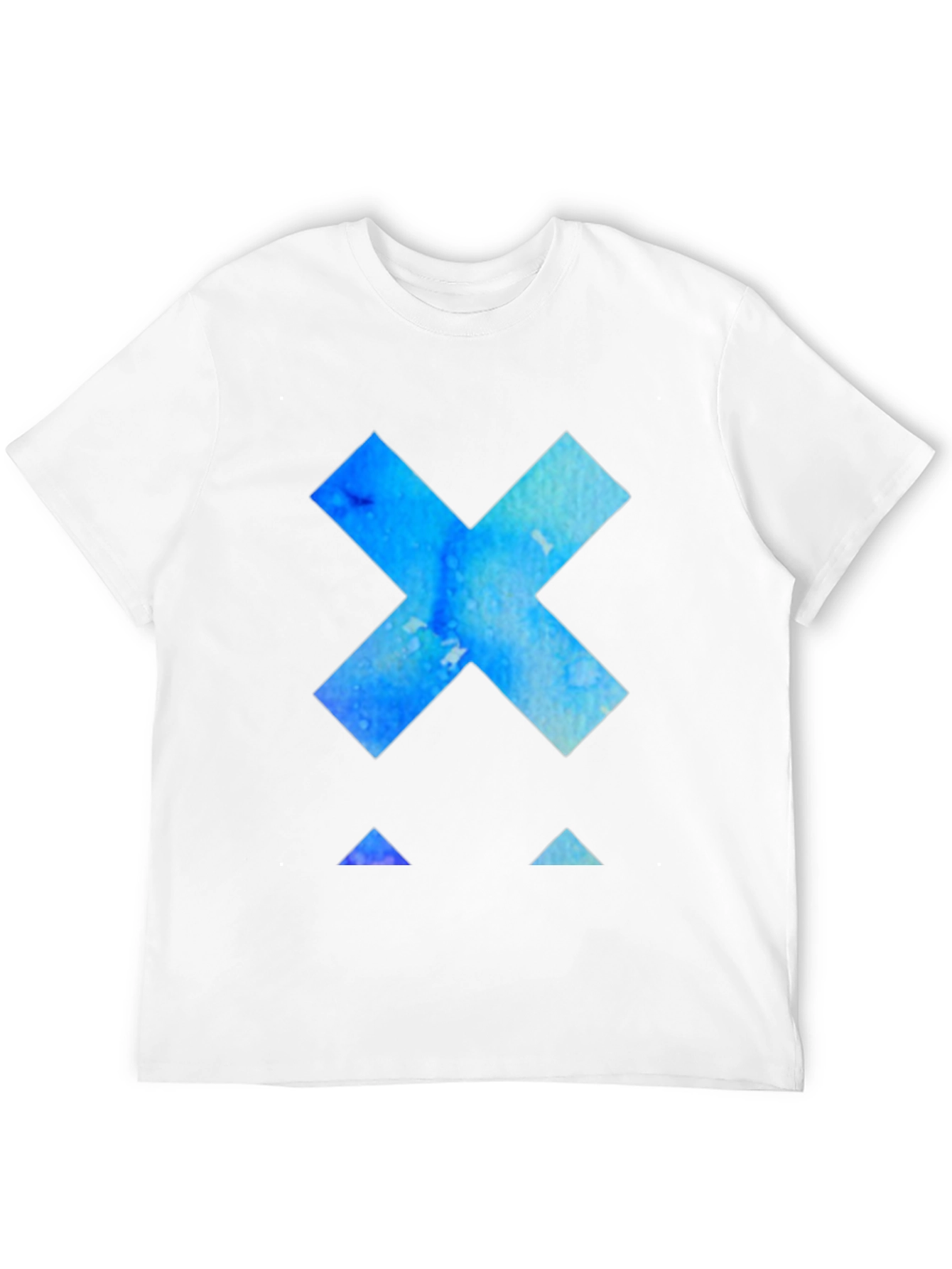 Abstract Blue X Graphic Tee - Black Cotton T-Shirt