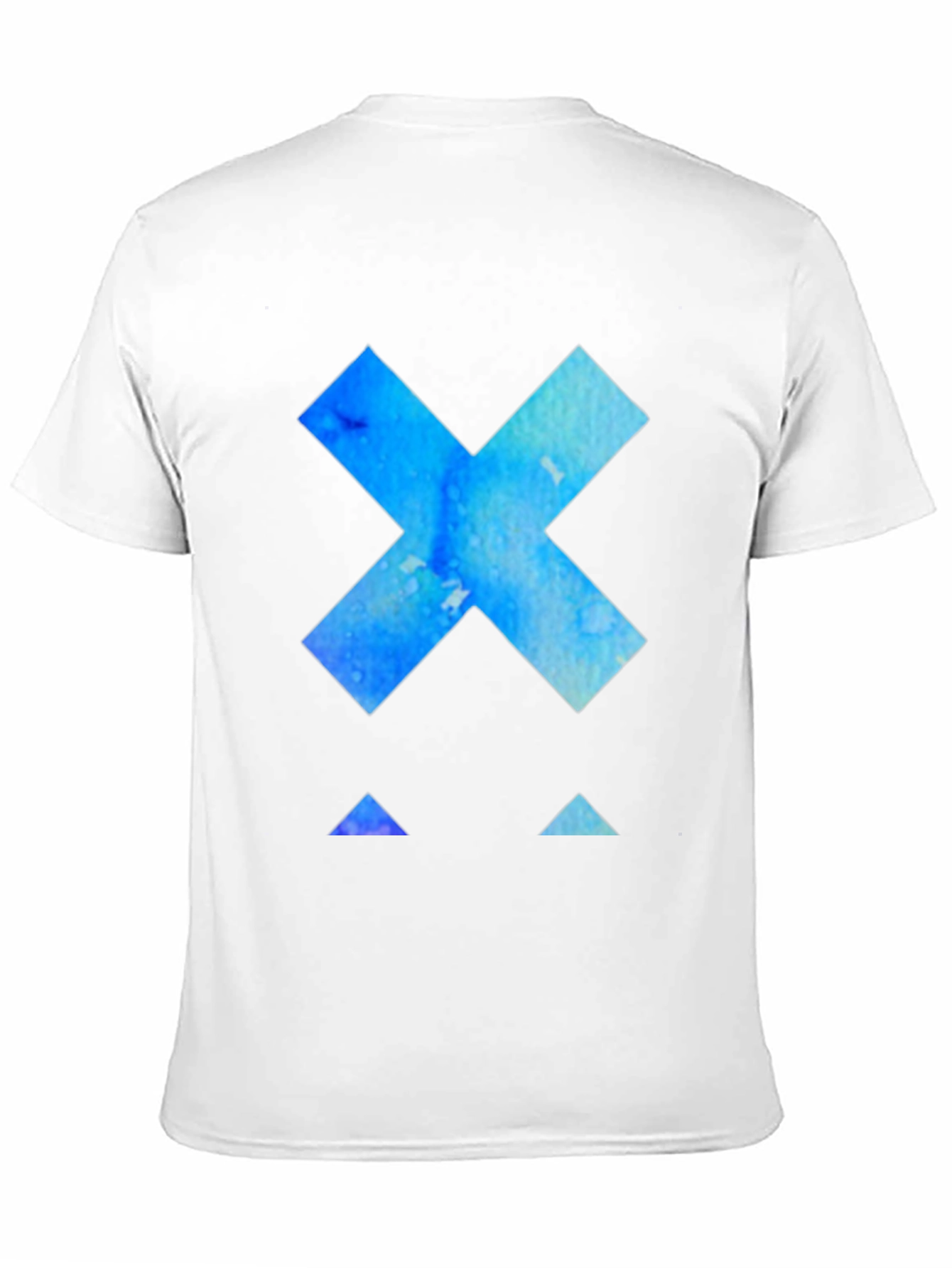 Abstract Blue X Graphic Tee - Black Cotton T-Shirt