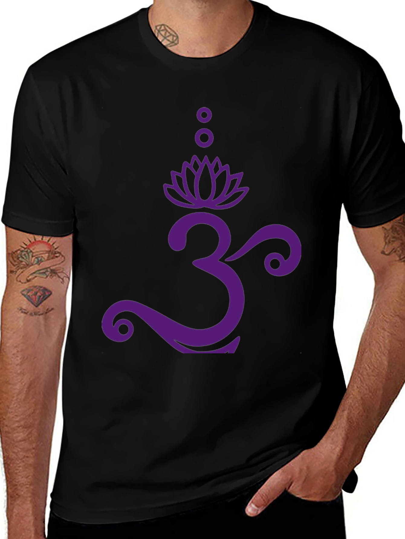 Om Lotus Graphic Tee - Black Cotton T-Shirt