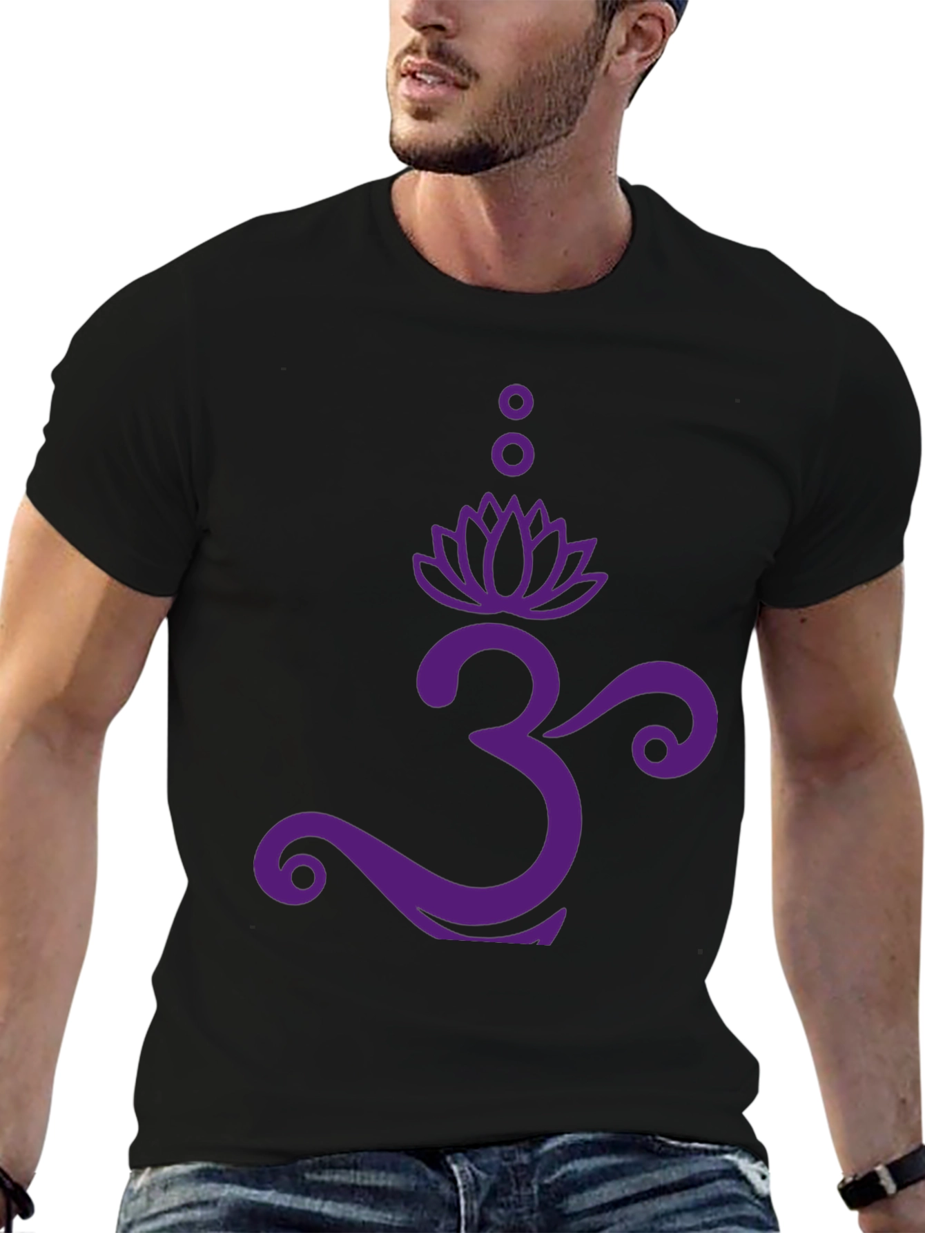 Om Lotus Graphic Tee - Black Cotton T-Shirt