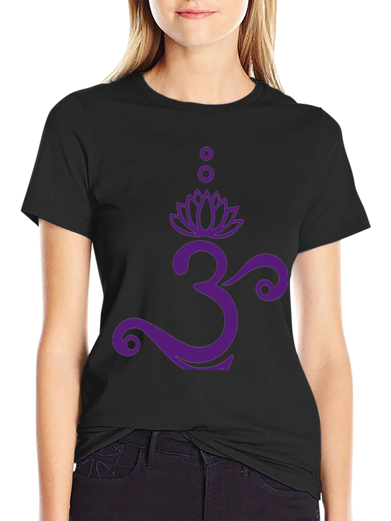 Om Lotus Graphic Tee - Black Cotton T-Shirt