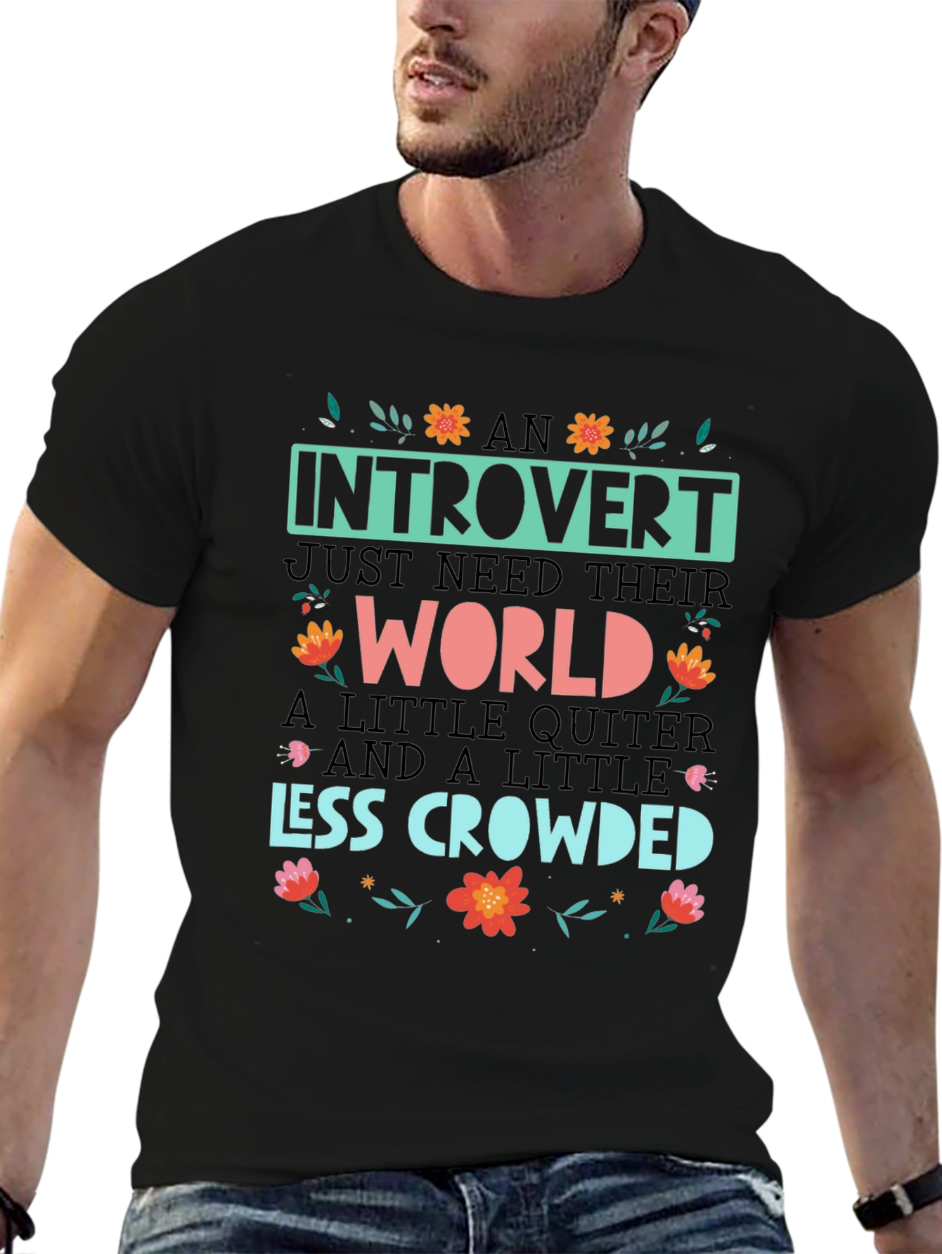 Introvert Graphic Tee - Quiet World Less Crowded