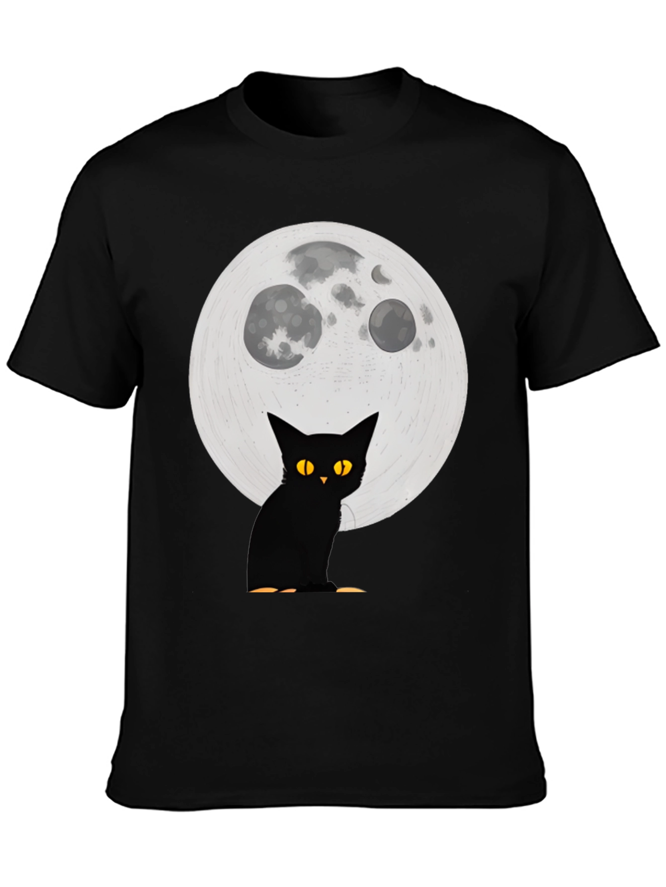 Black Cat Moon Graphic T-Shirt - Halloween Spooky Vibes