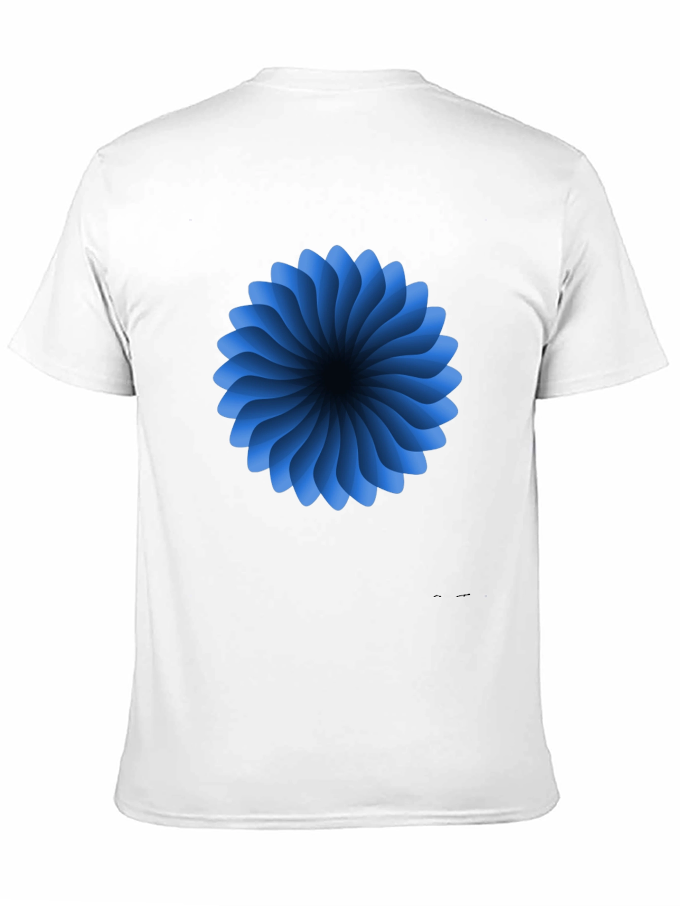 Abstract Blue Flower Graphic Black T-Shirt