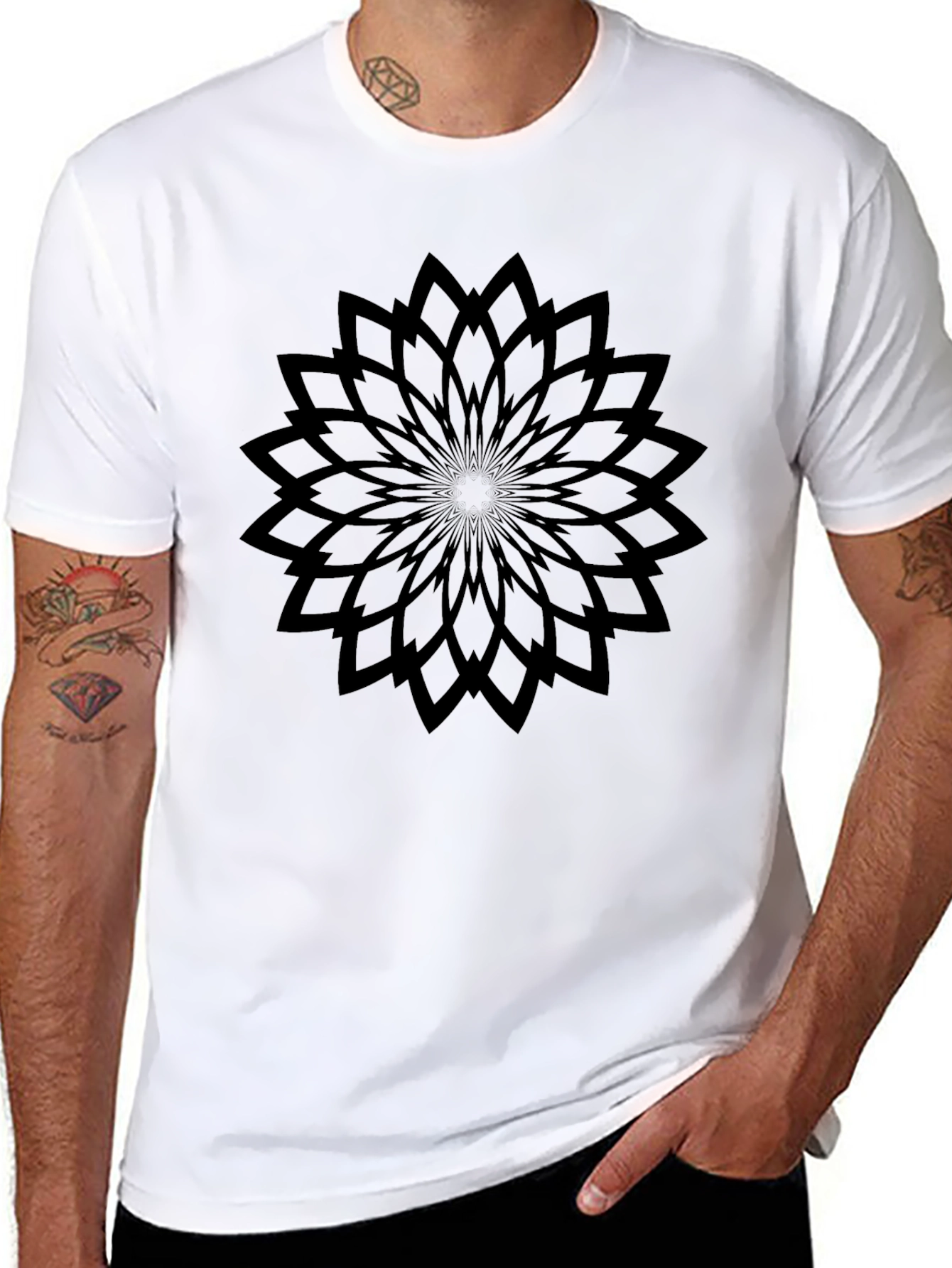 Black Mandala Graphic Tee - Modern Casual Style
