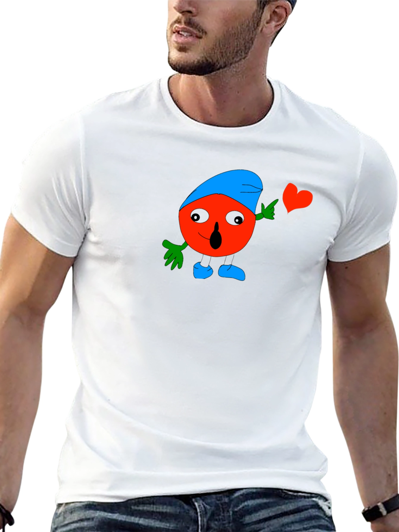 Fun Cartoon Heart Graphic Black T-Shirt