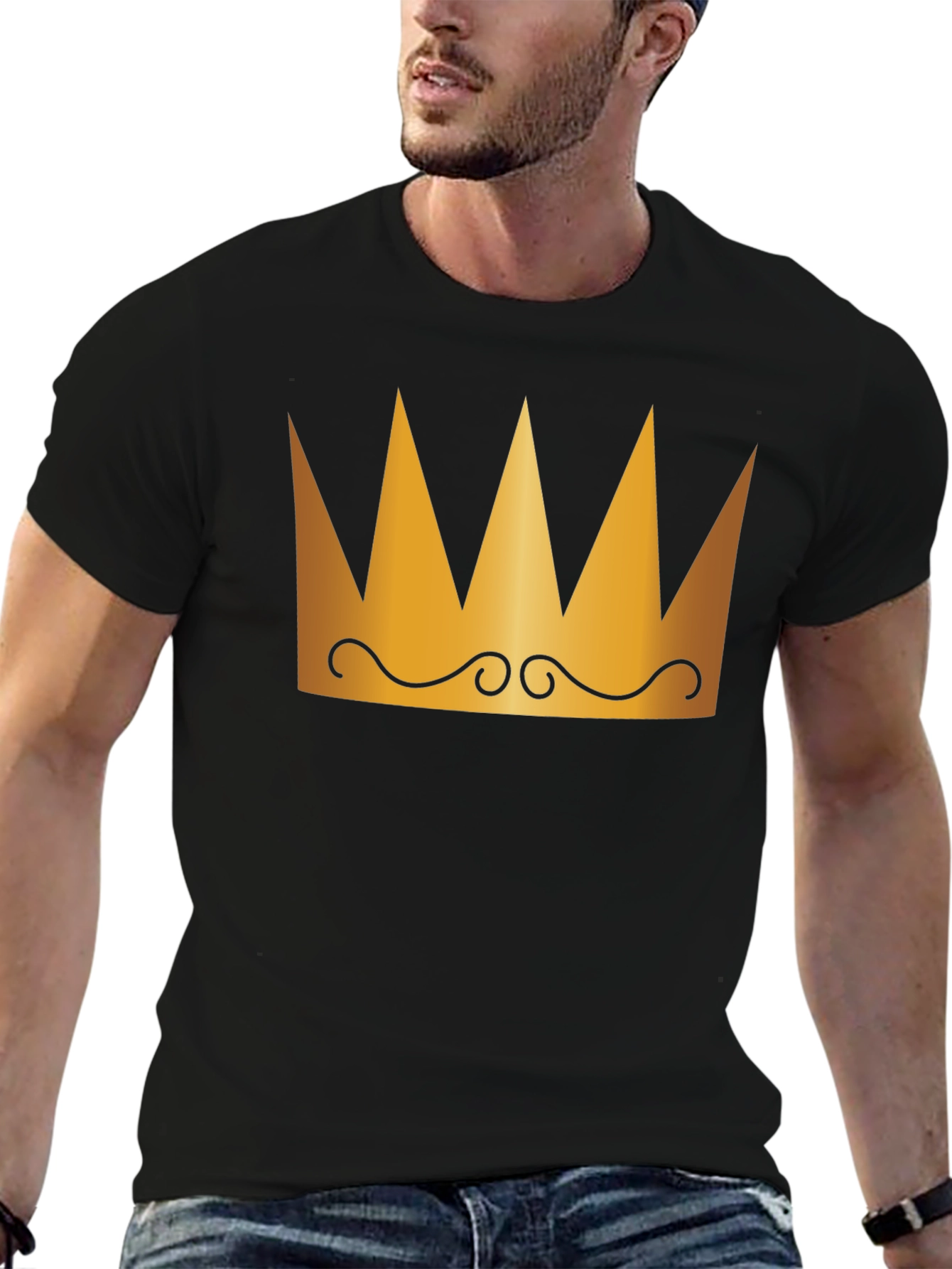 Crown Graphic Tee - Black Cotton T-Shirt
