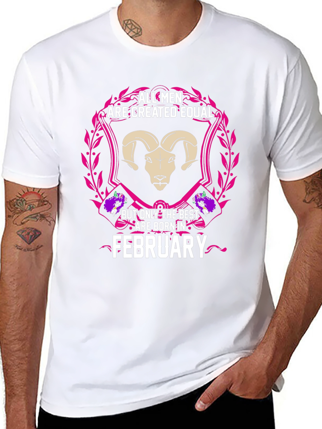 February Mens T-Shirt - Zodiac Aries Design